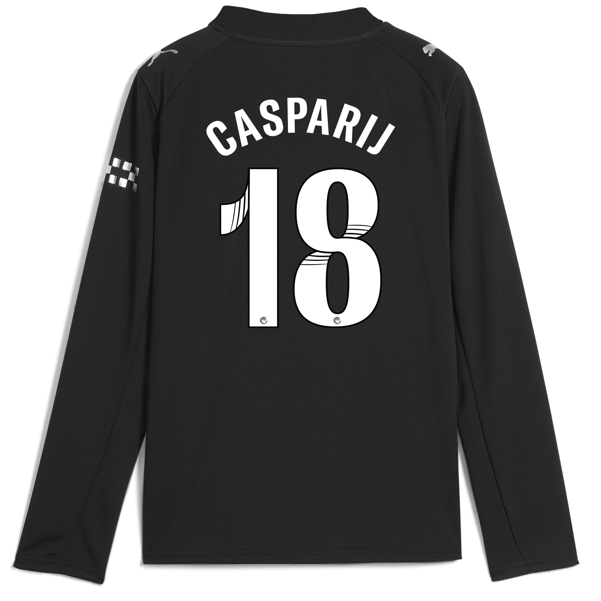 kids manchester city away jersey 202526 long sleeve with casparij 18 printing Manchester City Shirts | Official Team Gear