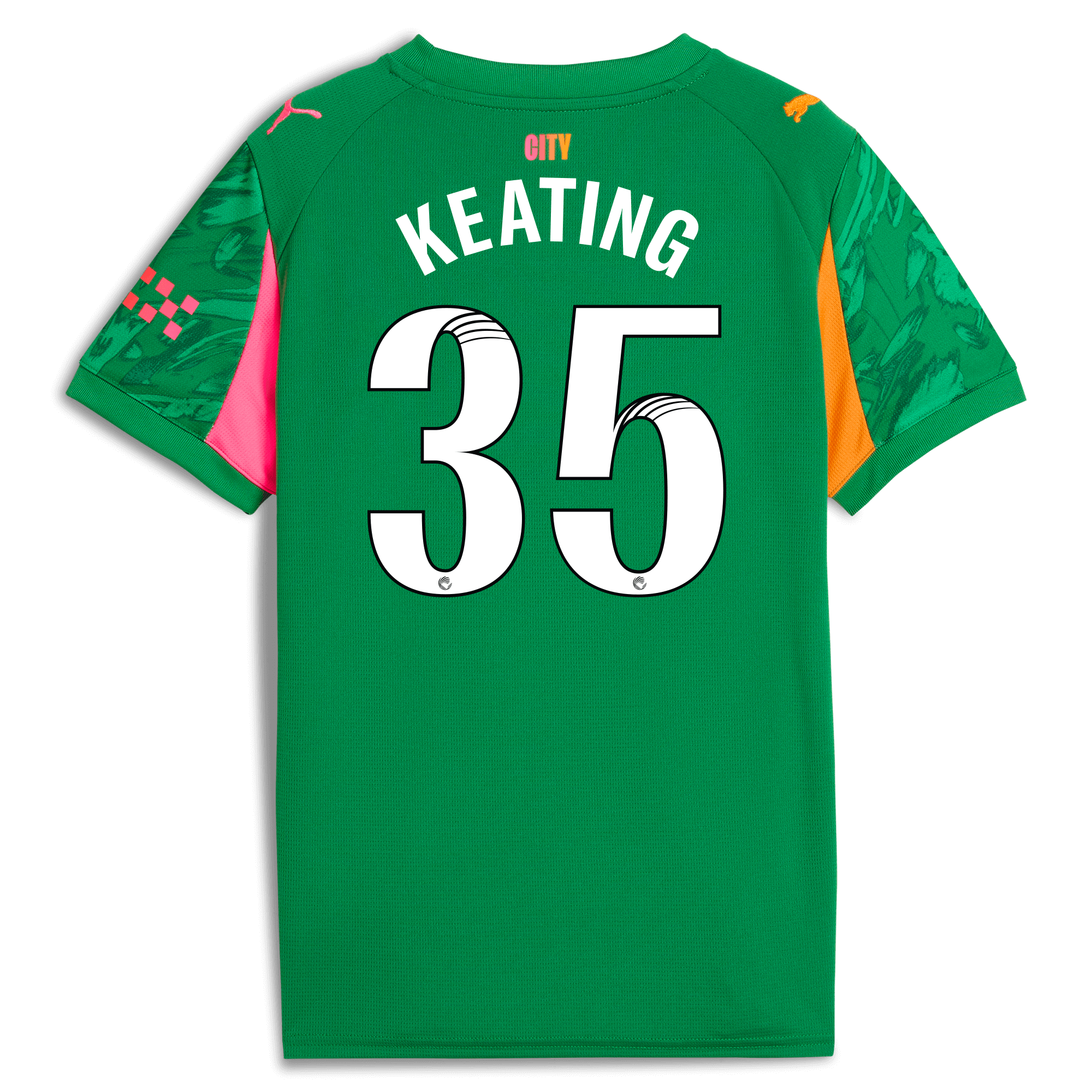kids manchester city goalkeeper jersey green 202526 with keating 35 printing Manchester City Shirts | Official Team Gear