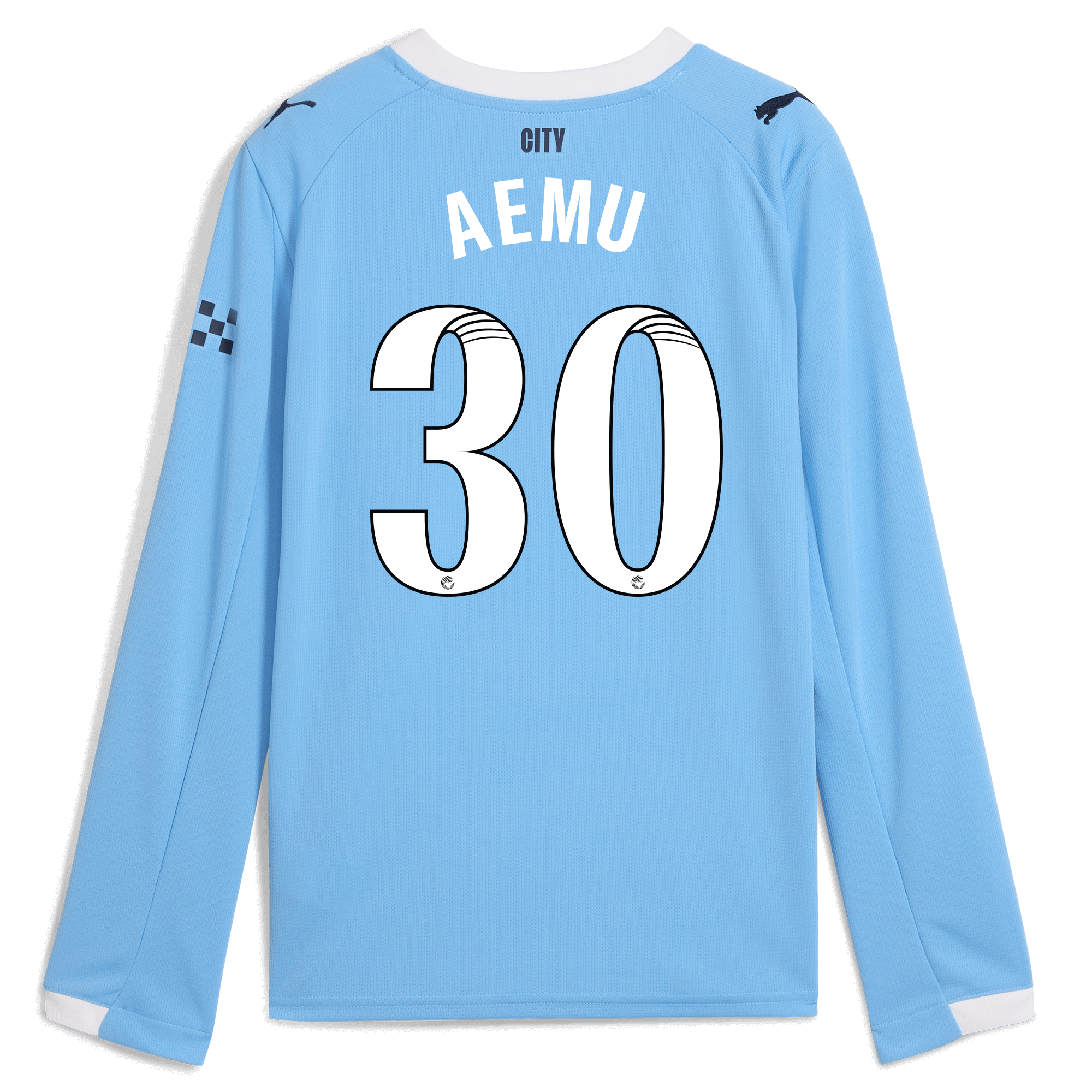 kids manchester city home jersey 202526 long sleeve with aemu 30 printing Manchester City Shirts | Official Team Gear