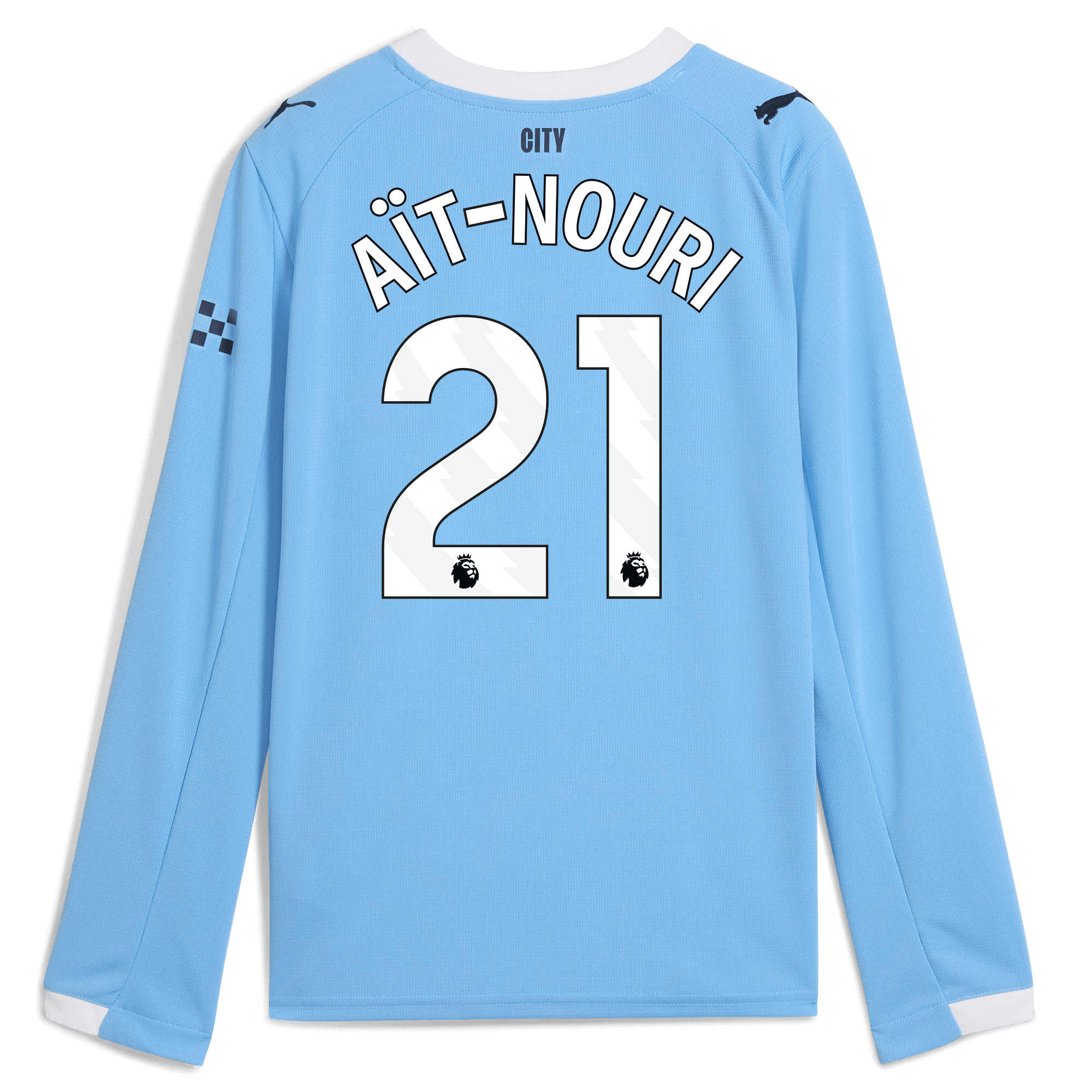 kids manchester city home jersey 202526 long sleeve with aÏt-nouri 21 printing Manchester City Shirts | Official Team Gear