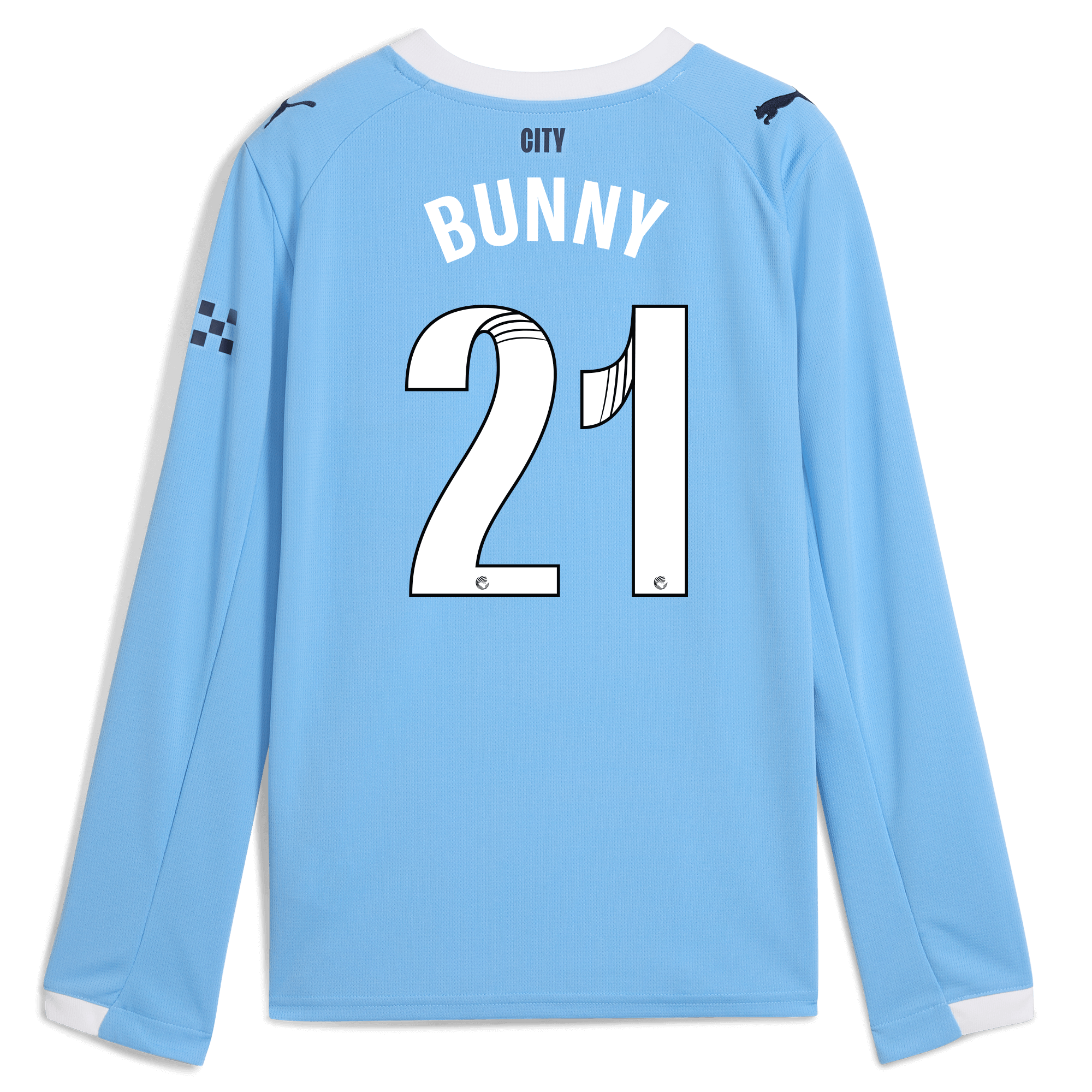 kids manchester city home jersey 202526 long sleeve with bunny 21 printing Manchester City Shirts | Official Team Gear