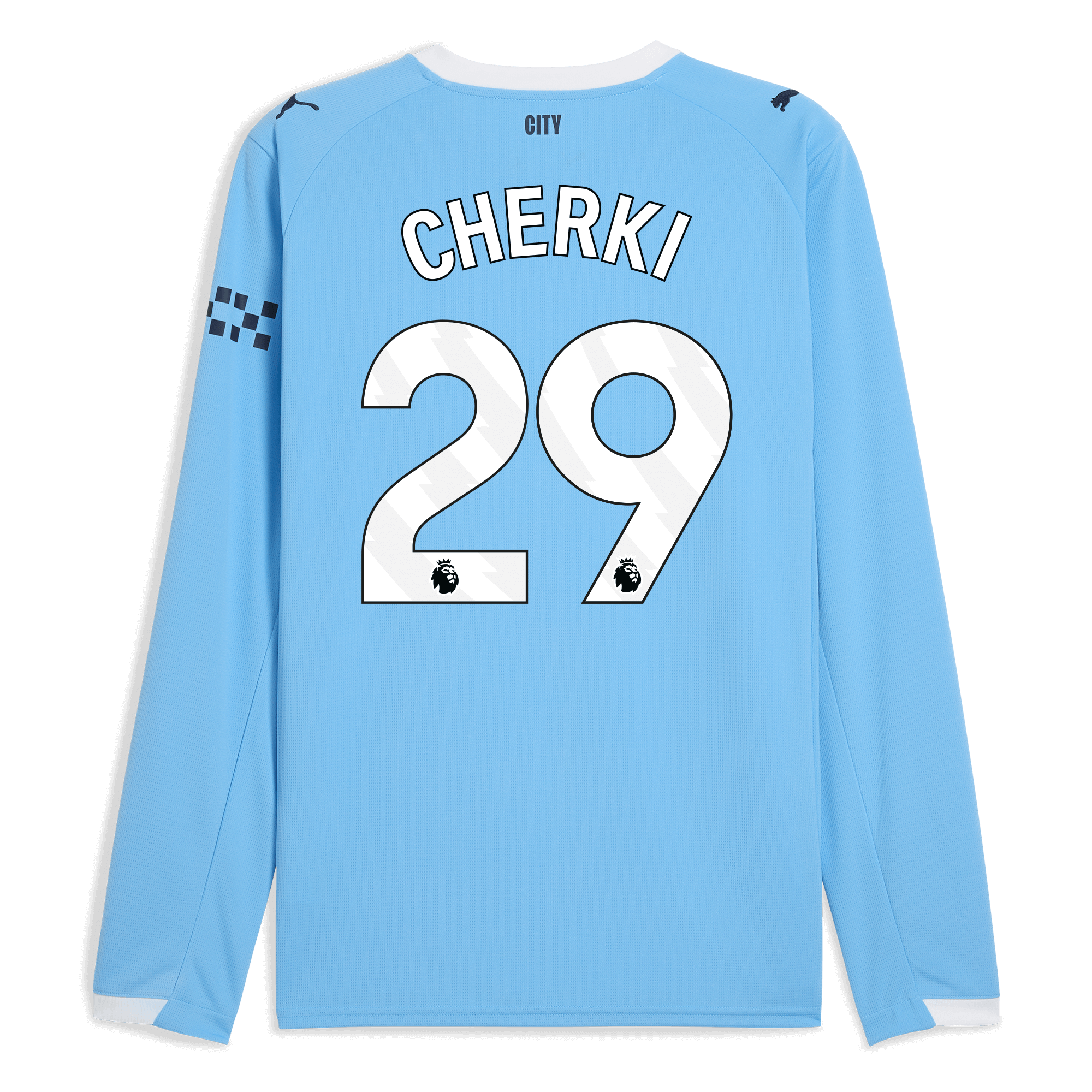 kids manchester city home jersey 202526 long sleeve with cherki 29 printing Manchester City Shirts | Official Team Gear