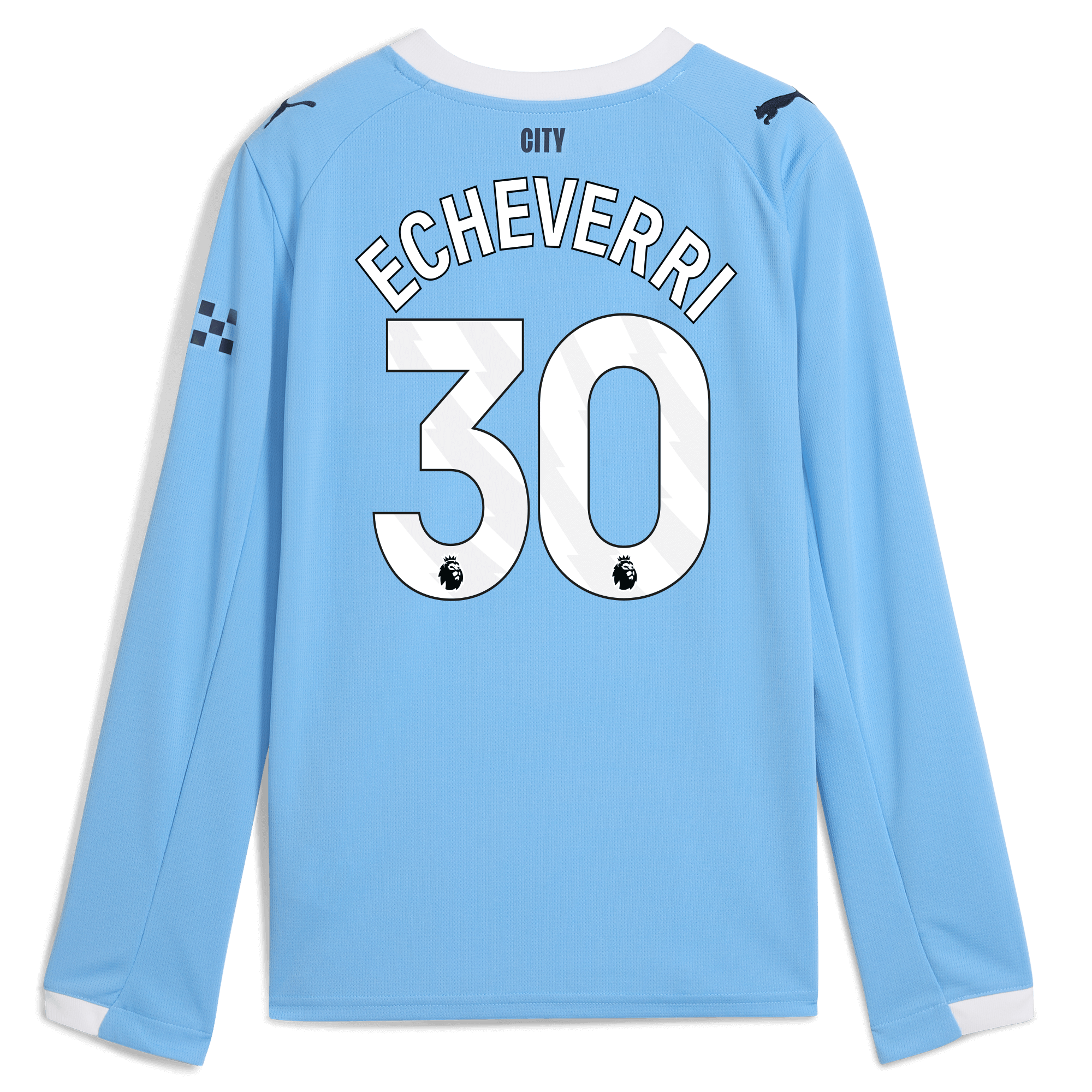 kids manchester city home jersey 202526 long sleeve with echeverri 30 printing Manchester City Shirts | Official Team Gear