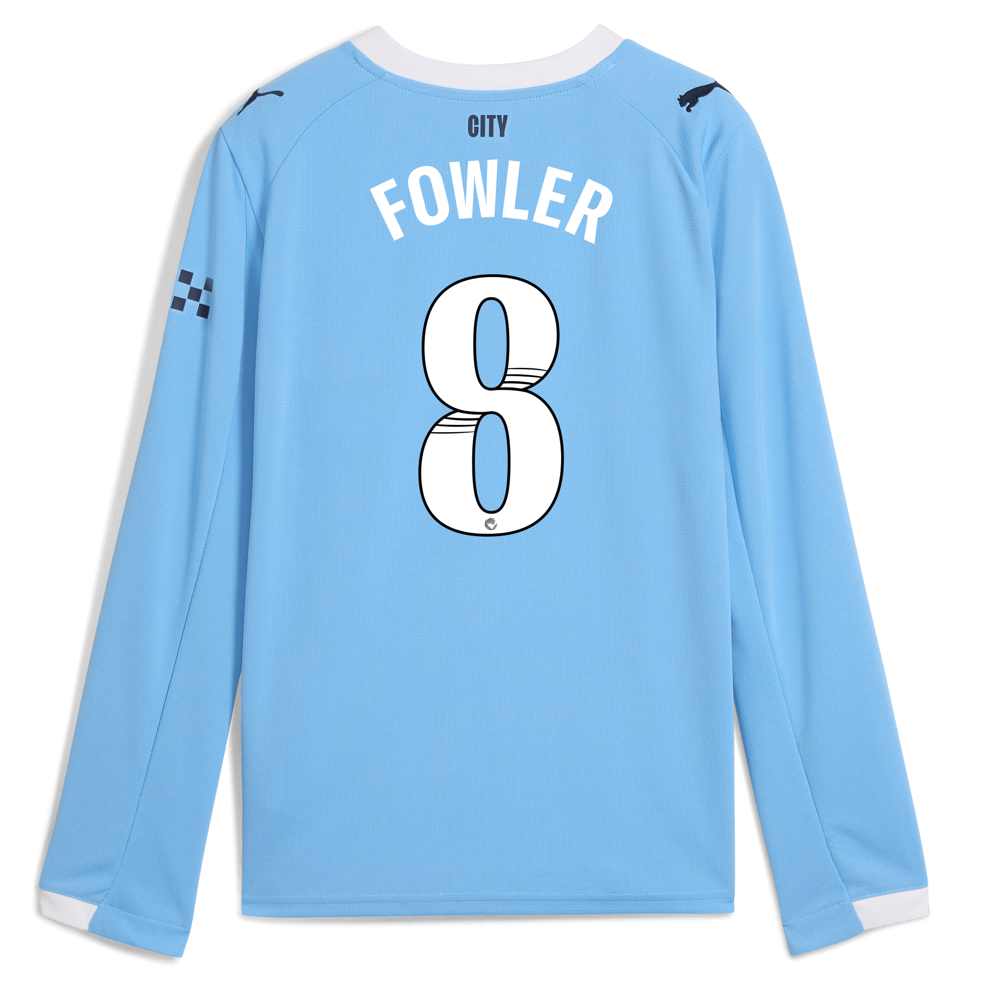 kids manchester city home jersey 202526 long sleeve with fowler 8 printing Manchester City Shirts | Official Team Gear