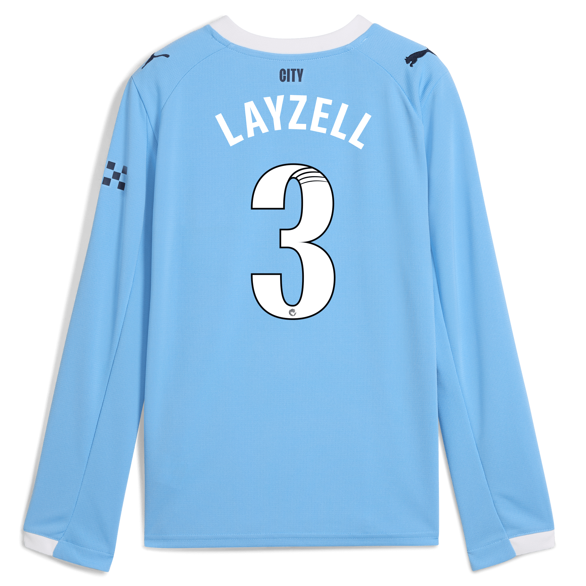kids manchester city home jersey 202526 long sleeve with layzell 3 printing Manchester City Shirts | Official Team Gear