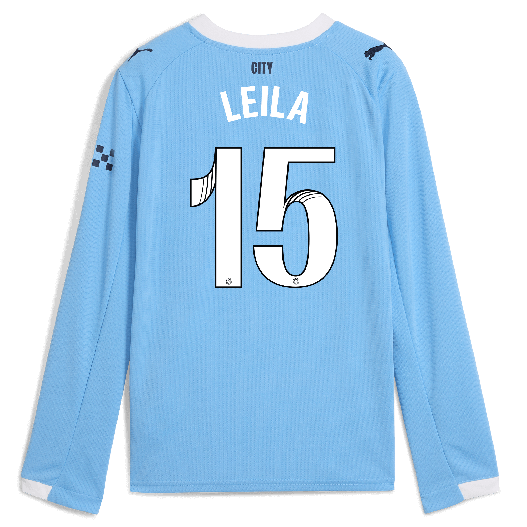 kids manchester city home jersey 202526 long sleeve with leila 15 printing Manchester City Shirts | Official Team Gear