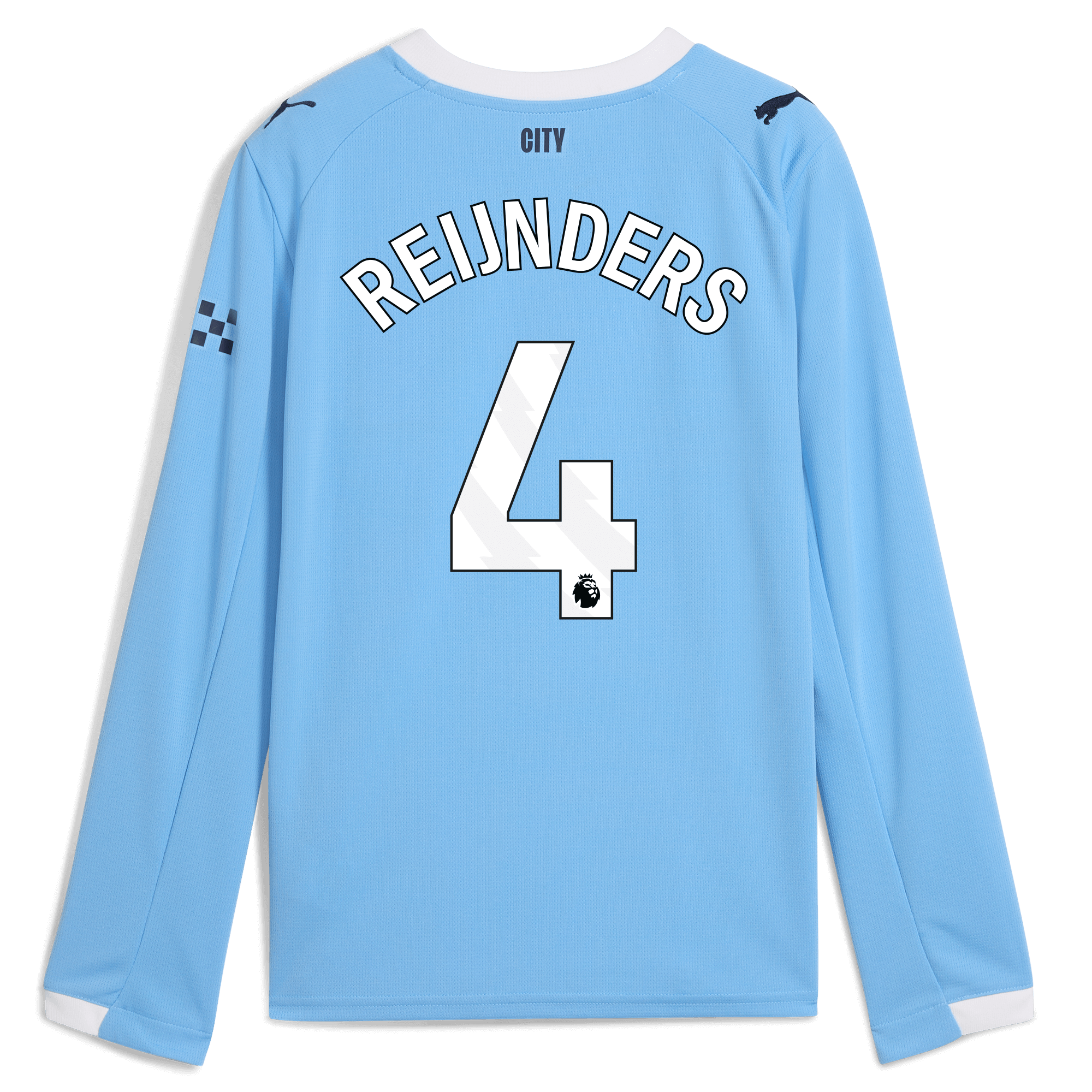 kids manchester city home jersey 202526 long sleeve with reijnders 4 printing Manchester City Shirts | Official Team Gear