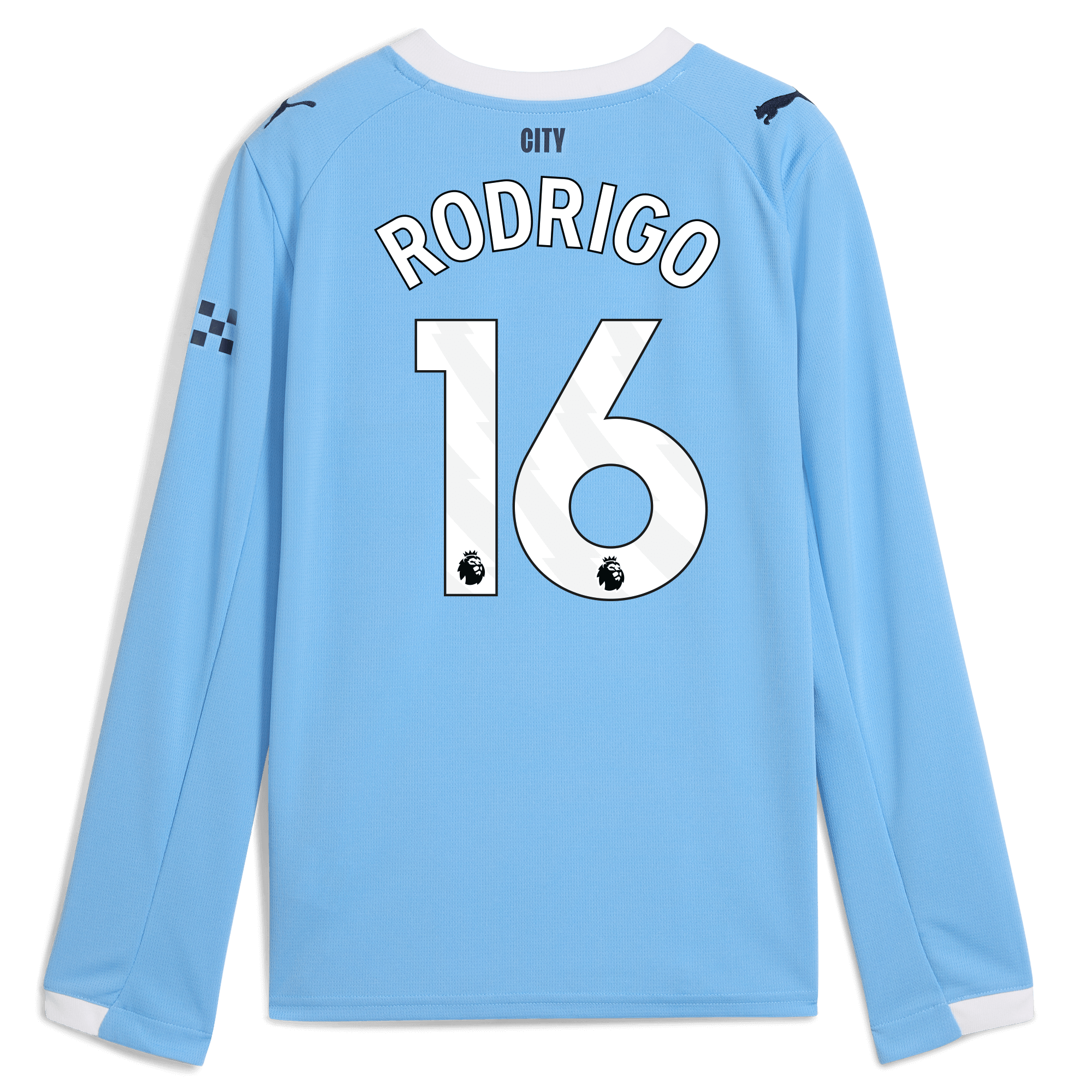kids manchester city home jersey 202526 long sleeve with rodrigo 16 printing Manchester City Shirts | Official Team Gear