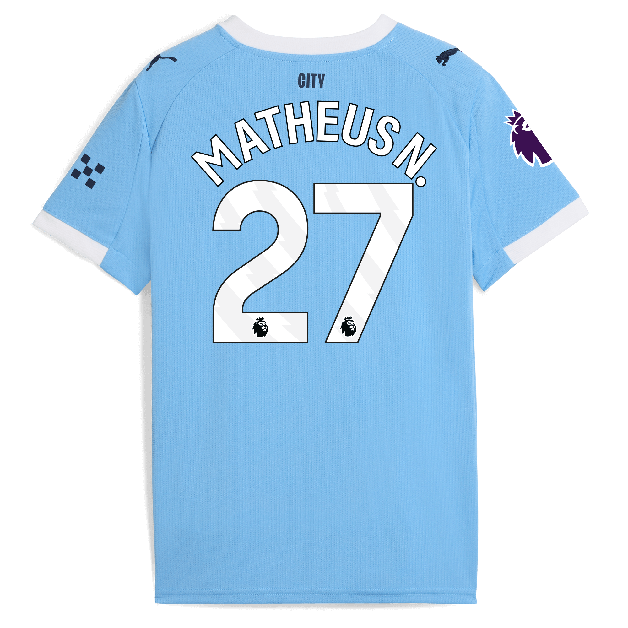 kids manchester city home jersey 202526 with matheus n. 27 printing Manchester City Shirts | Official Team Gear