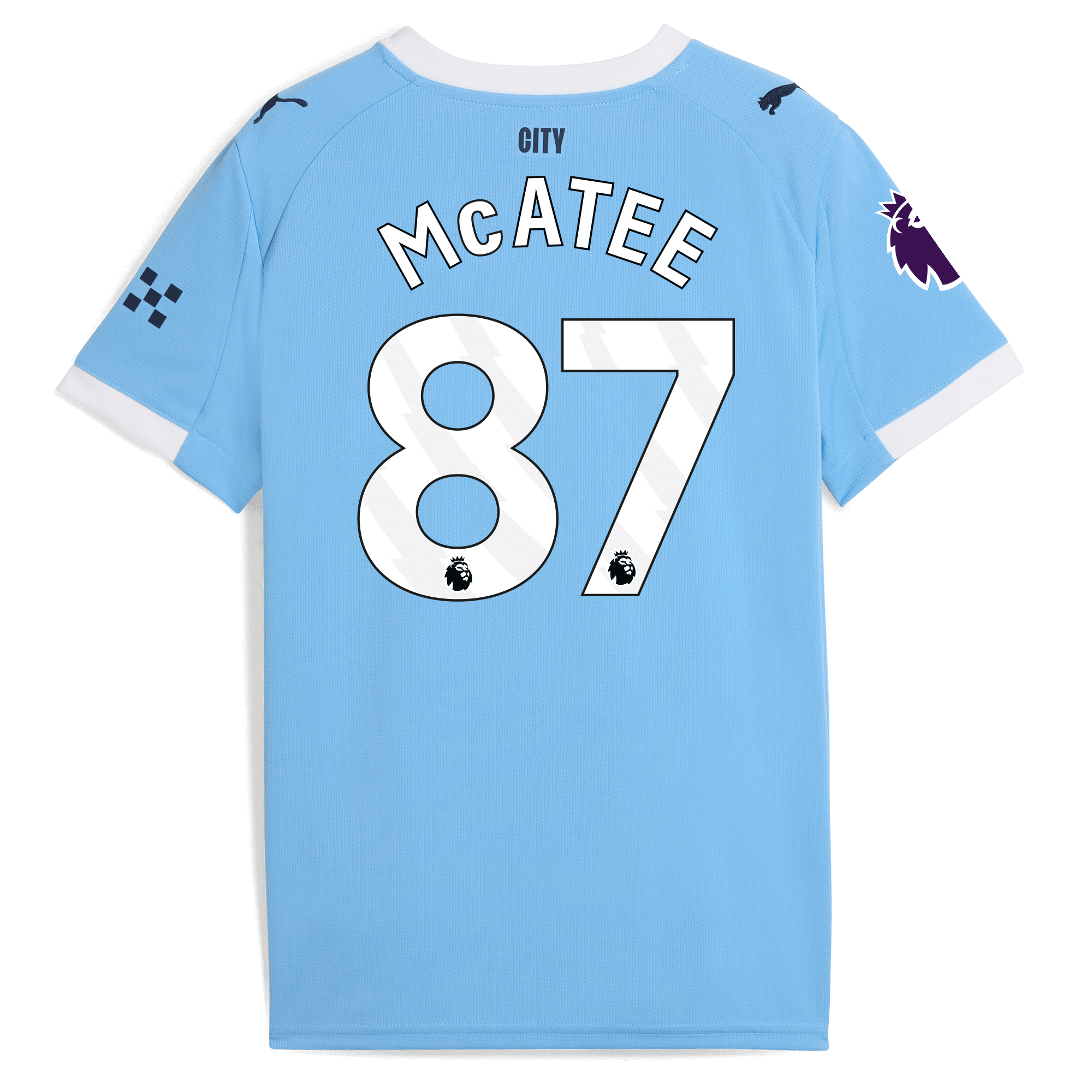 kids manchester city home jersey 202526 with mcatee 87 printing Manchester City Shirts | Official Team Gear