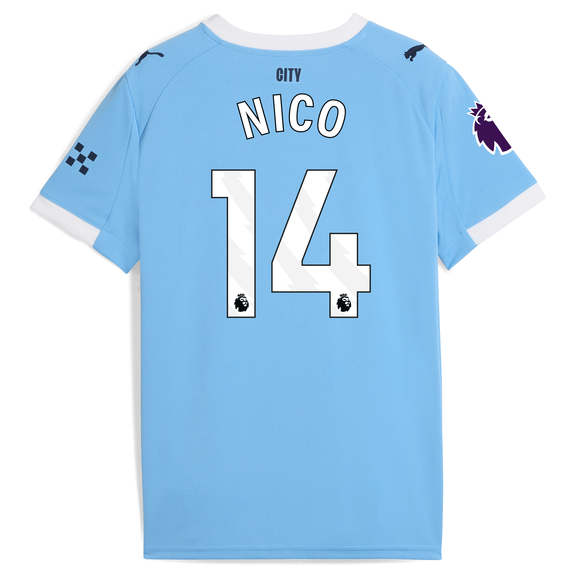 kids manchester city home jersey 202526 with nico 14 printing Manchester City Shirts | Official Team Gear