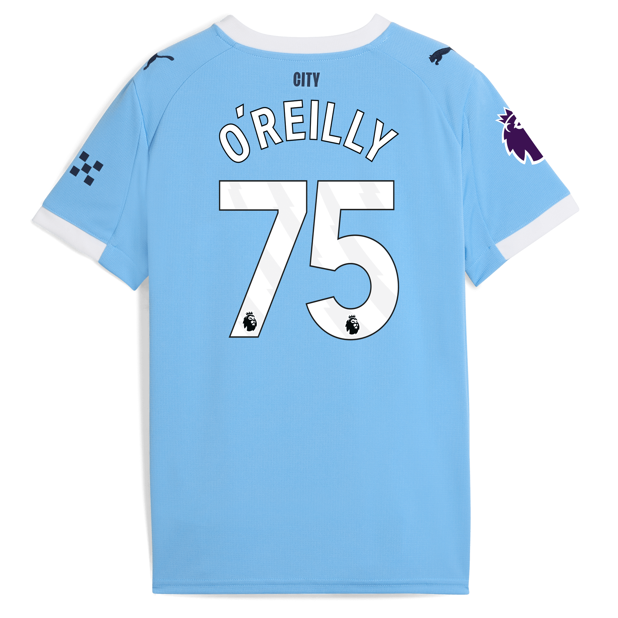 kids manchester city home jersey 202526 with oreilly 75 printing Manchester City Shirts | Official Team Gear