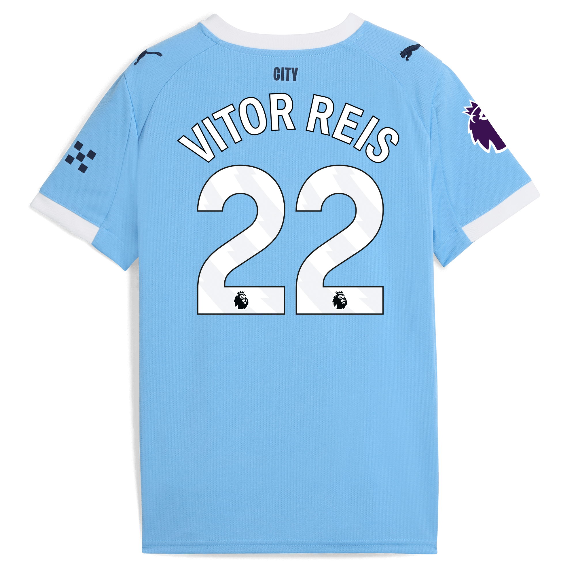 kids manchester city home jersey 202526 with vitor reis 22 printing Manchester City Shirts | Official Team Gear