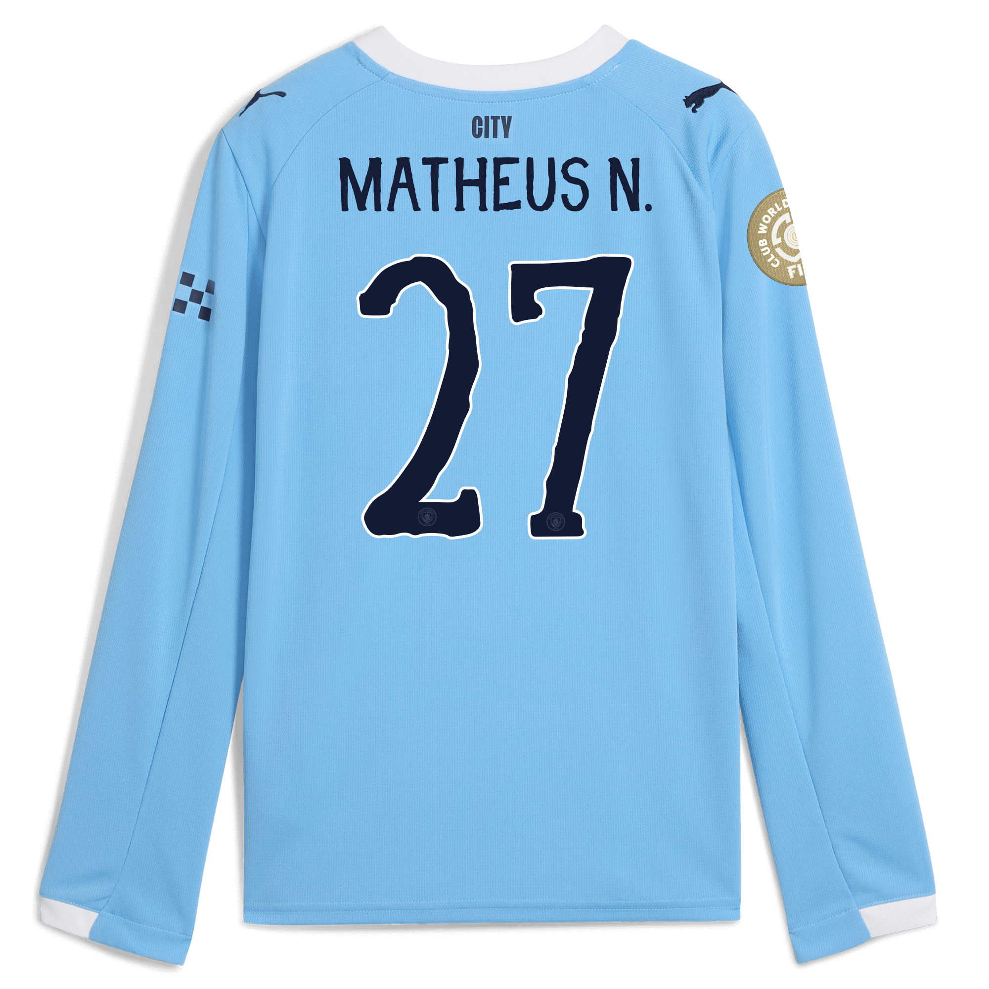 kids manchester city kidsuper club world cup home jersey 202526 long sleeve with matheus n. 27 printing Manchester City Shirts | Official Team Gear