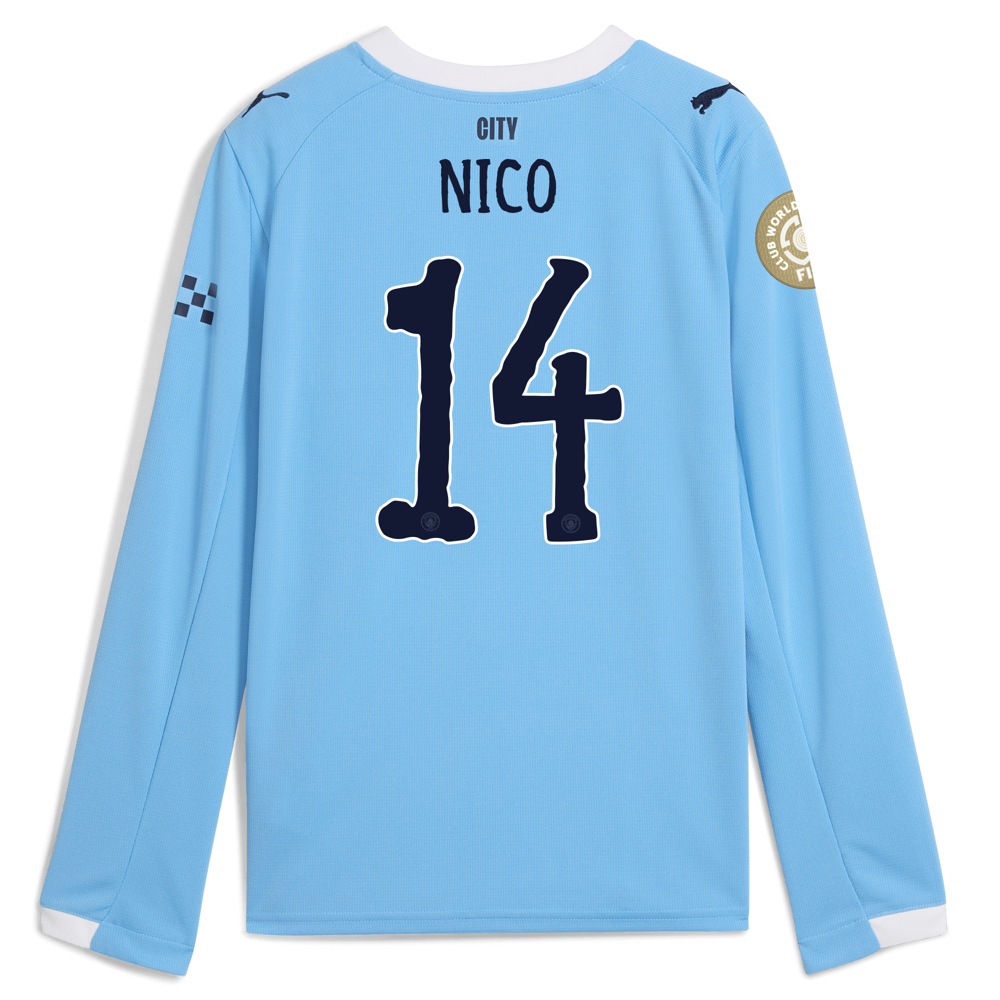 kids manchester city kidsuper club world cup home jersey 202526 long sleeve with nico 14 printing Manchester City Shirts | Official Team Gear