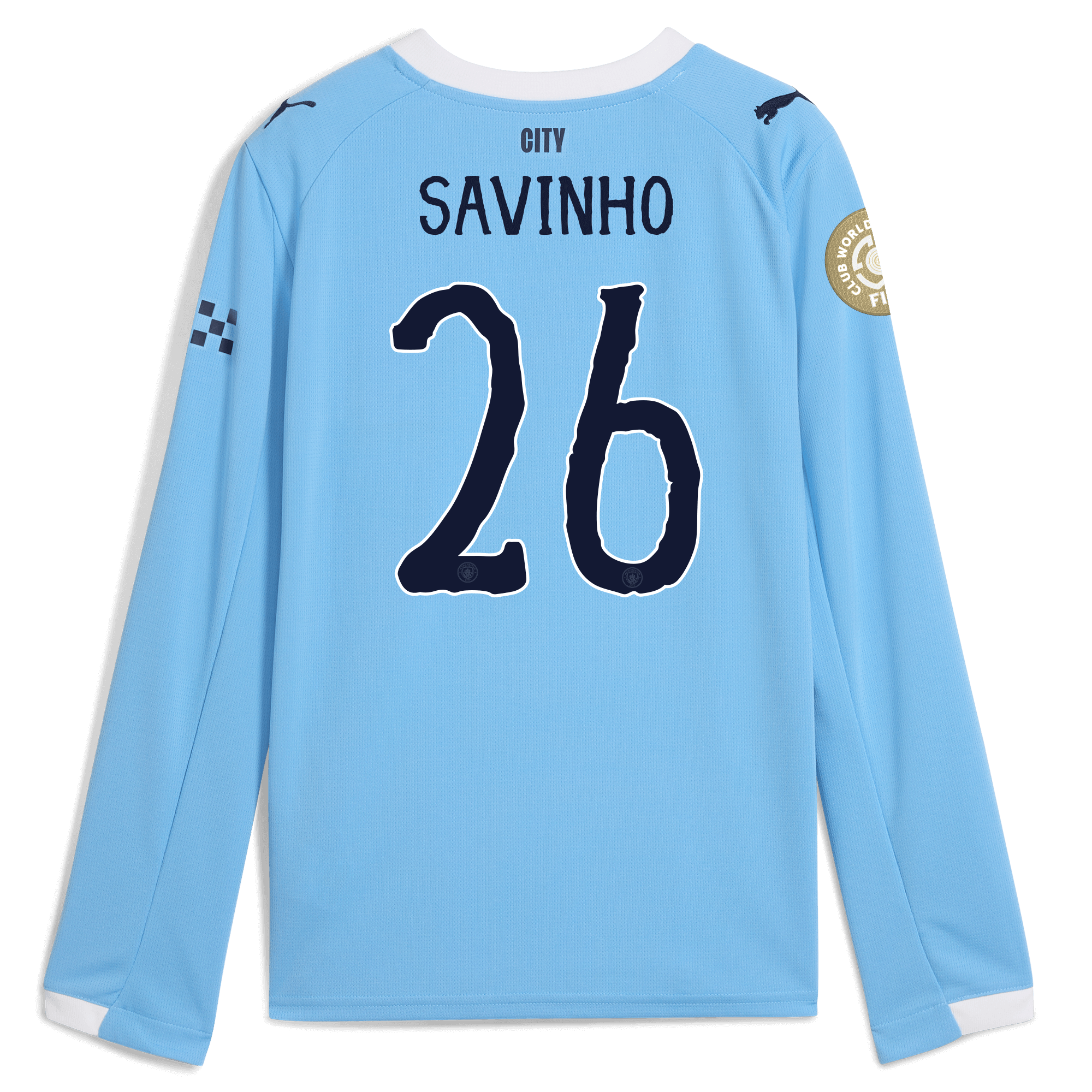 kids manchester city kidsuper club world cup home jersey 202526 long sleeve with savinho 26 printing Manchester City Shirts | Official Team Gear