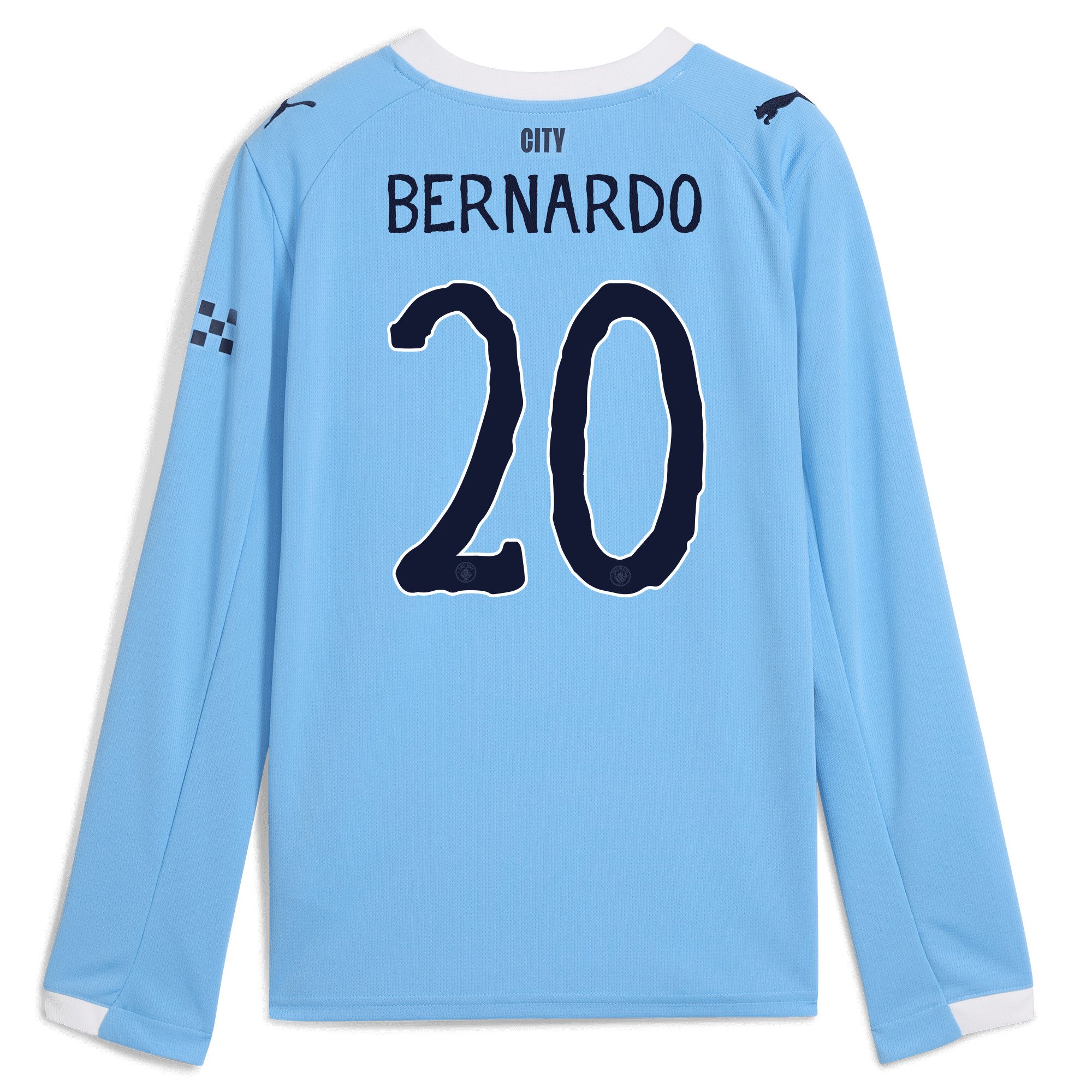 kids manchester city kidsuper home jersey 202526 long sleeve with bernardo 20 printing Manchester City Shirts | Official Team Gear