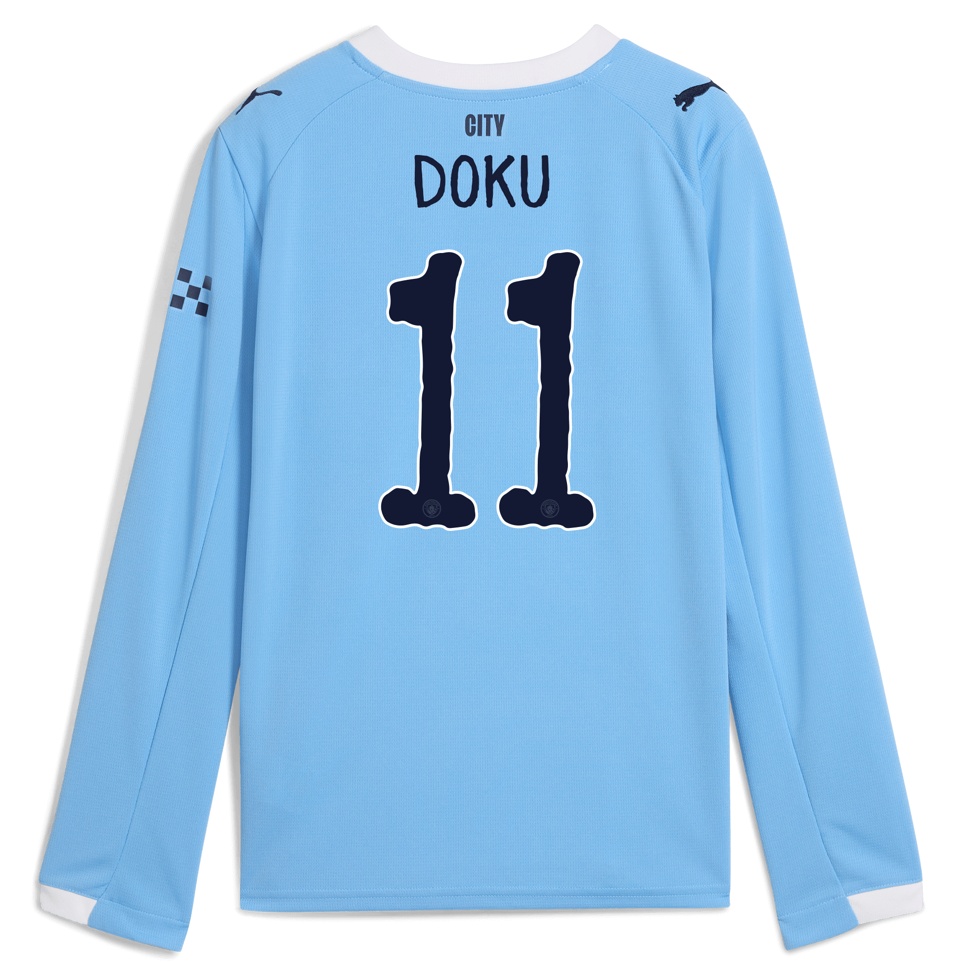 kids manchester city kidsuper home jersey 202526 long sleeve with doku 11 printing Manchester City Shirts | Official Team Gear
