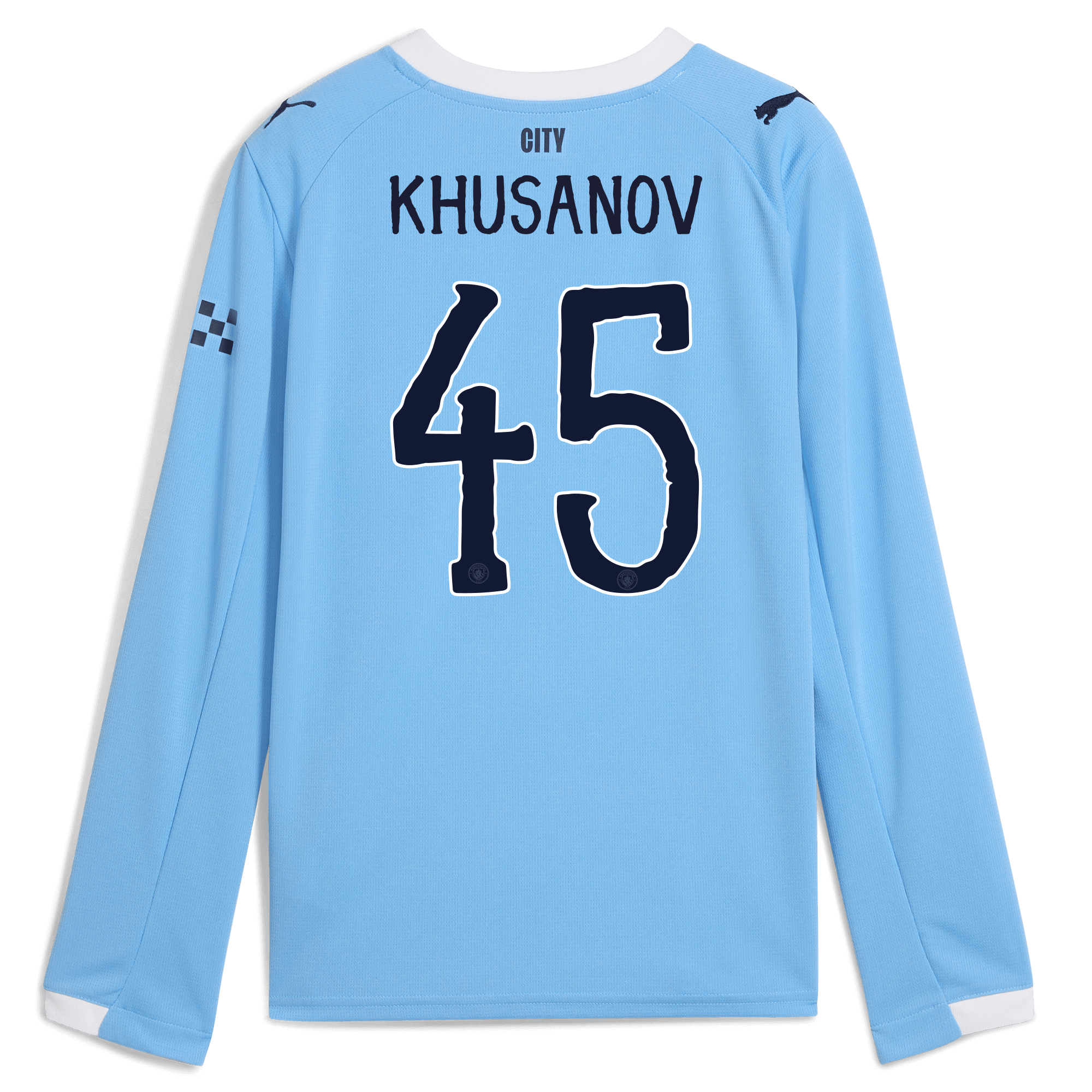 kids manchester city kidsuper home jersey 202526 long sleeve with khusanov 45 printing Manchester City Shirts | Official Team Gear