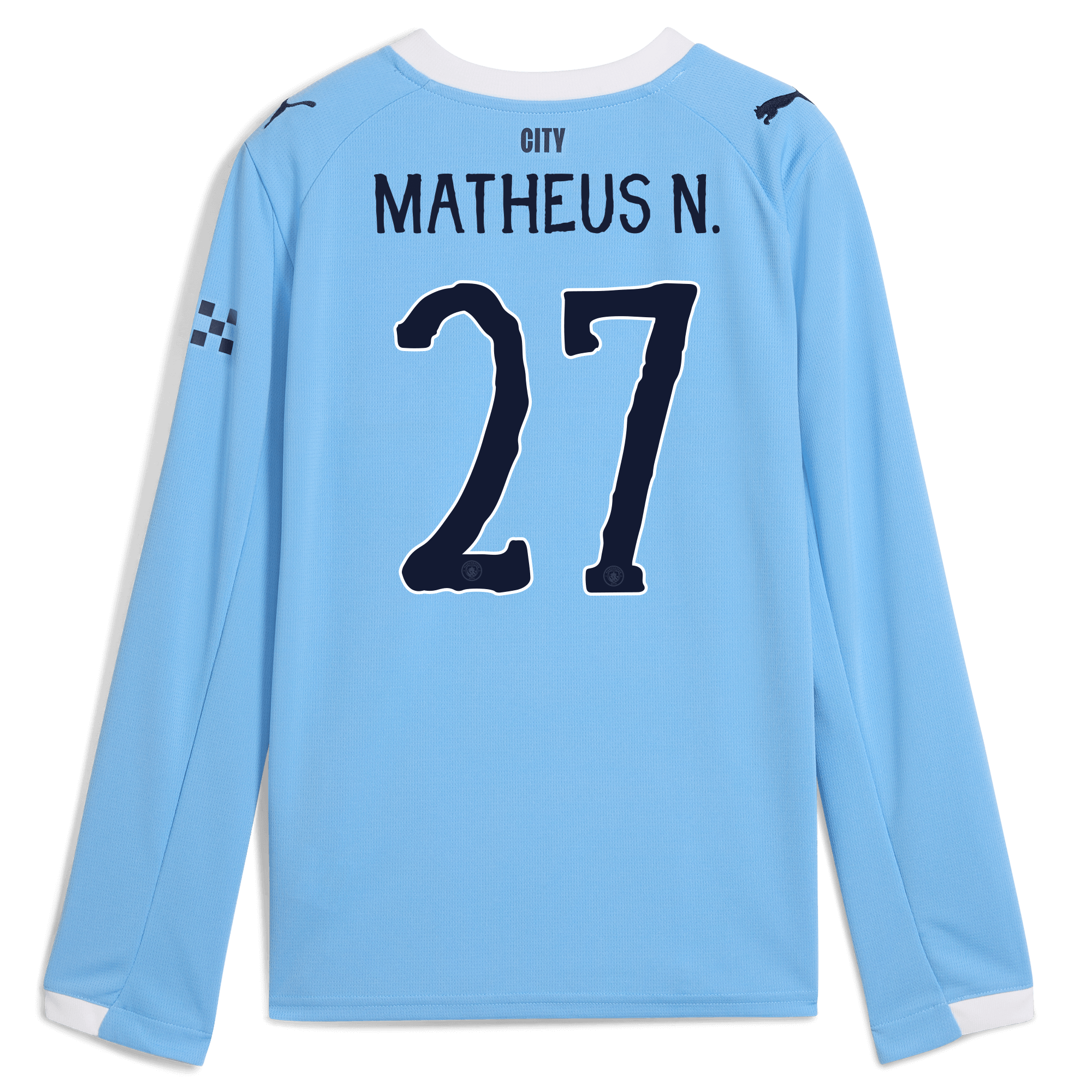 kids manchester city kidsuper home jersey 202526 long sleeve with matheus n. 27 printing Manchester City Shirts | Official Team Gear