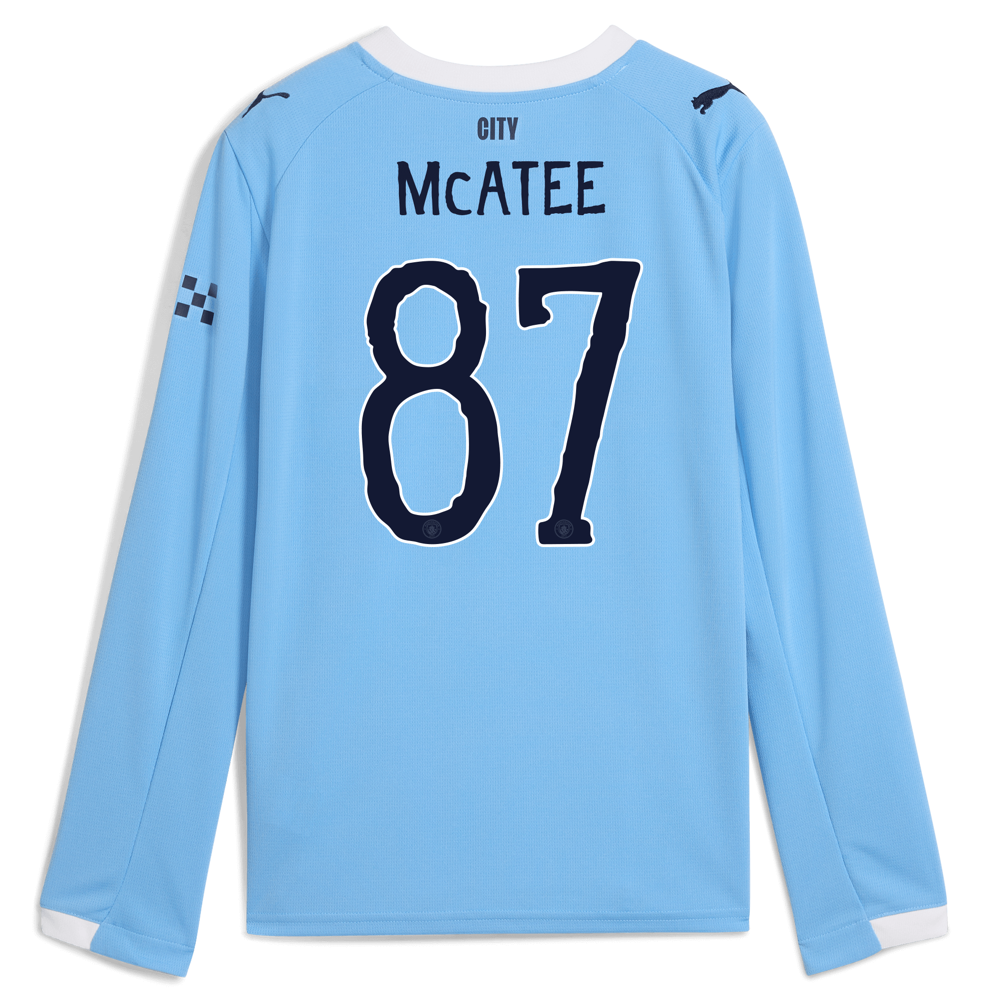 kids manchester city kidsuper home jersey 202526 long sleeve with mcatee 87 printing Manchester City Shirts | Official Team Gear