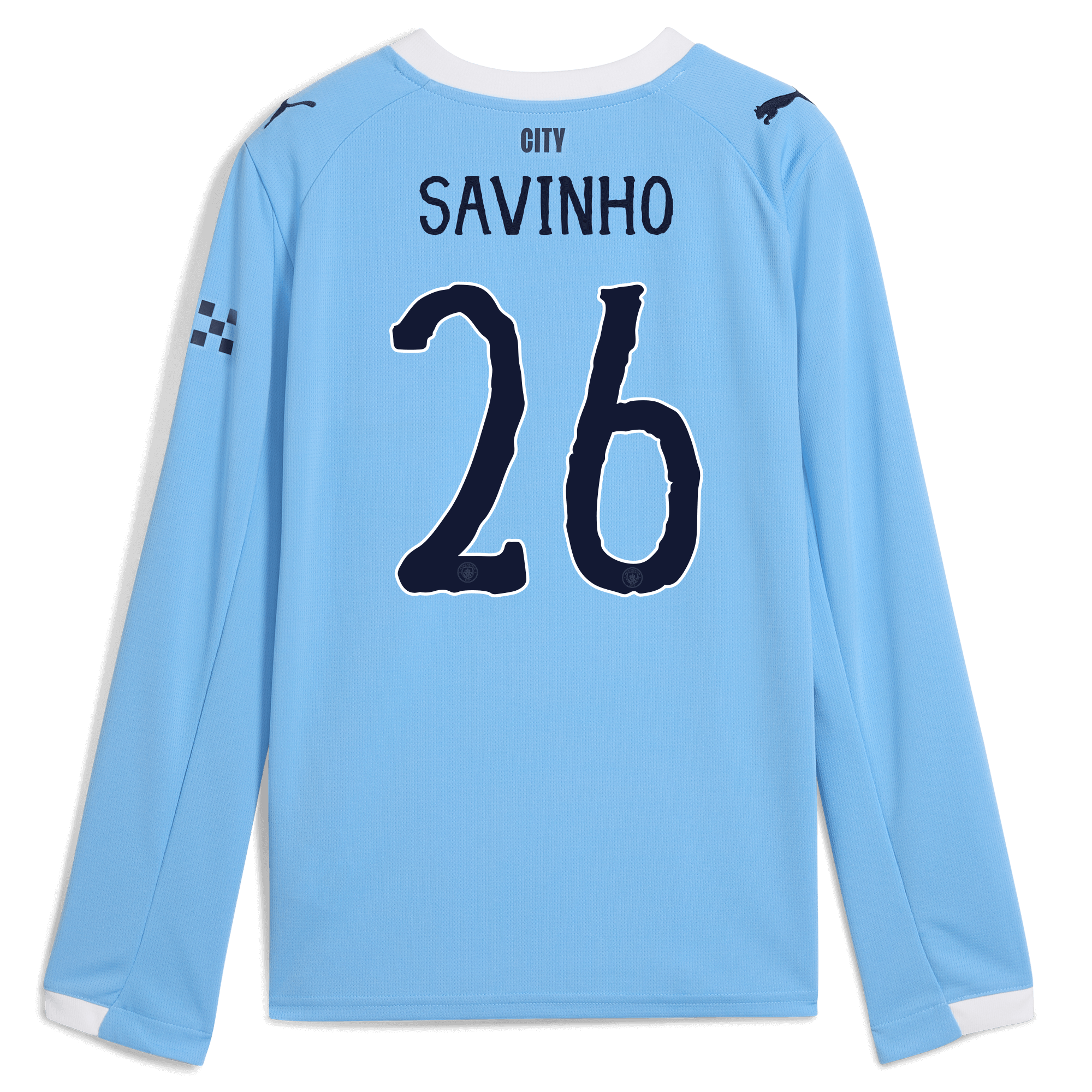 kids manchester city kidsuper home jersey 202526 long sleeve with savinho 26 printing Manchester City Shirts | Official Team Gear