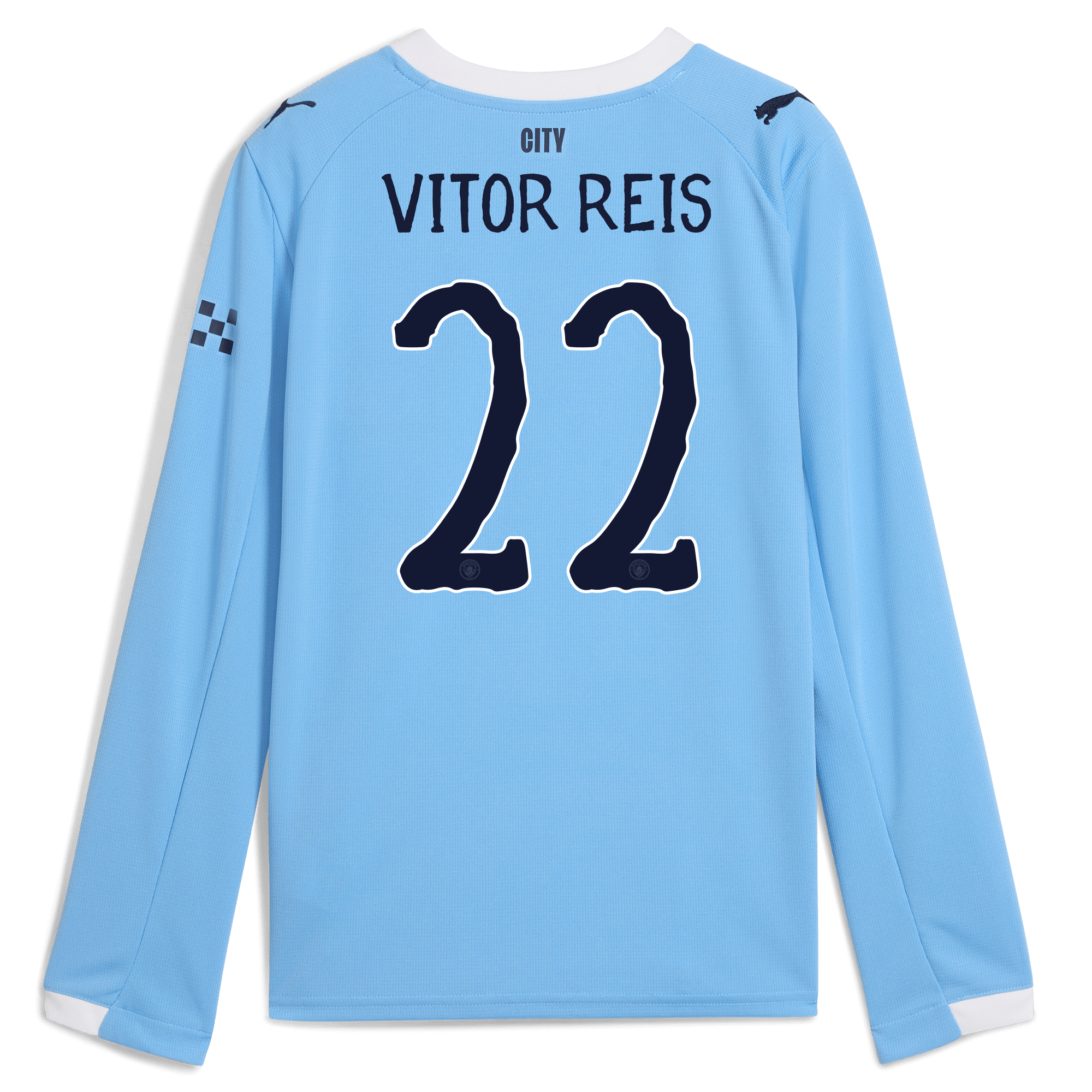 kids manchester city kidsuper home jersey 202526 long sleeve with vitor reis 22 printing Manchester City Shirts | Official Team Gear