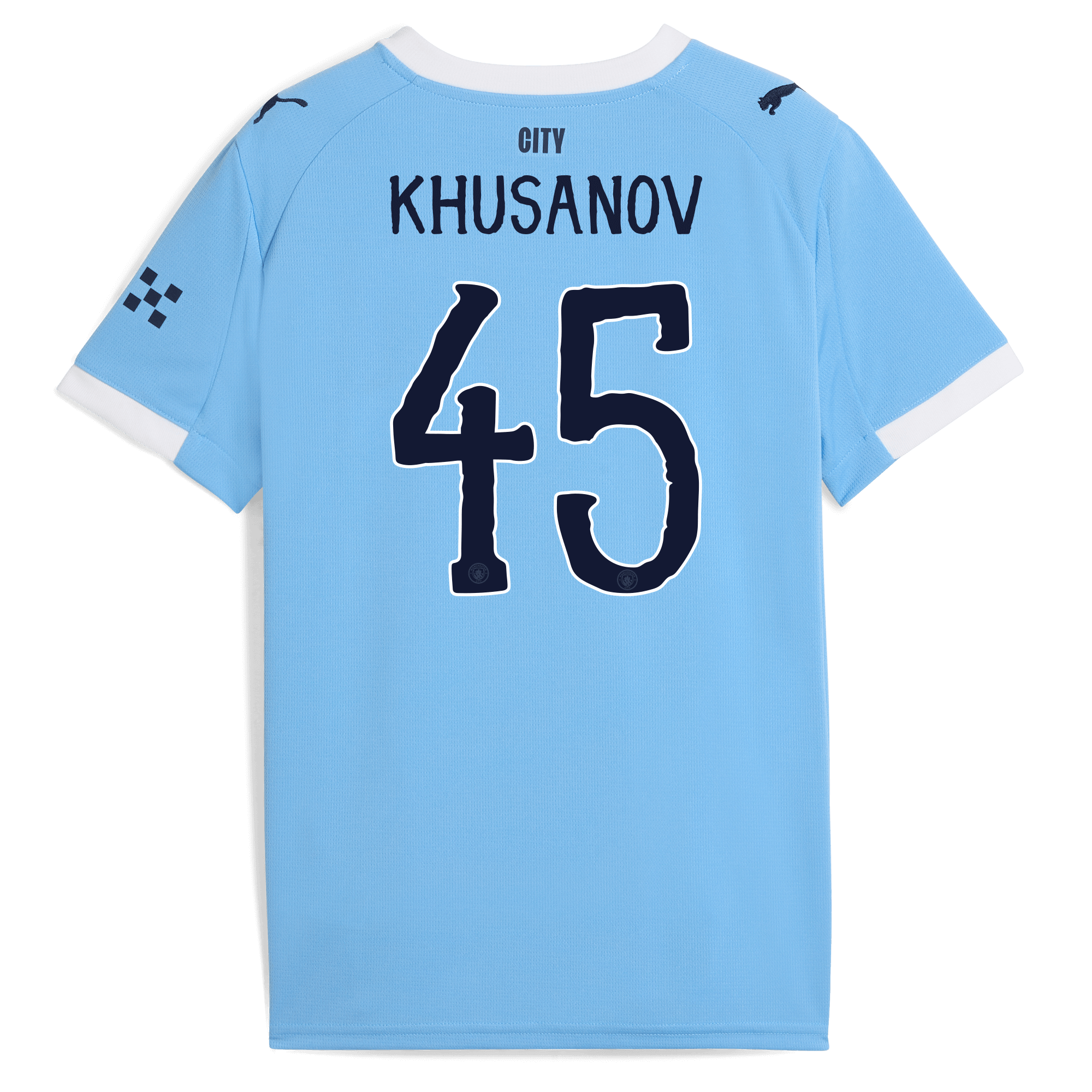 kids manchester city kidsuper home jersey 202526 with khusanov 45 printing Manchester City Shirts | Official Team Gear