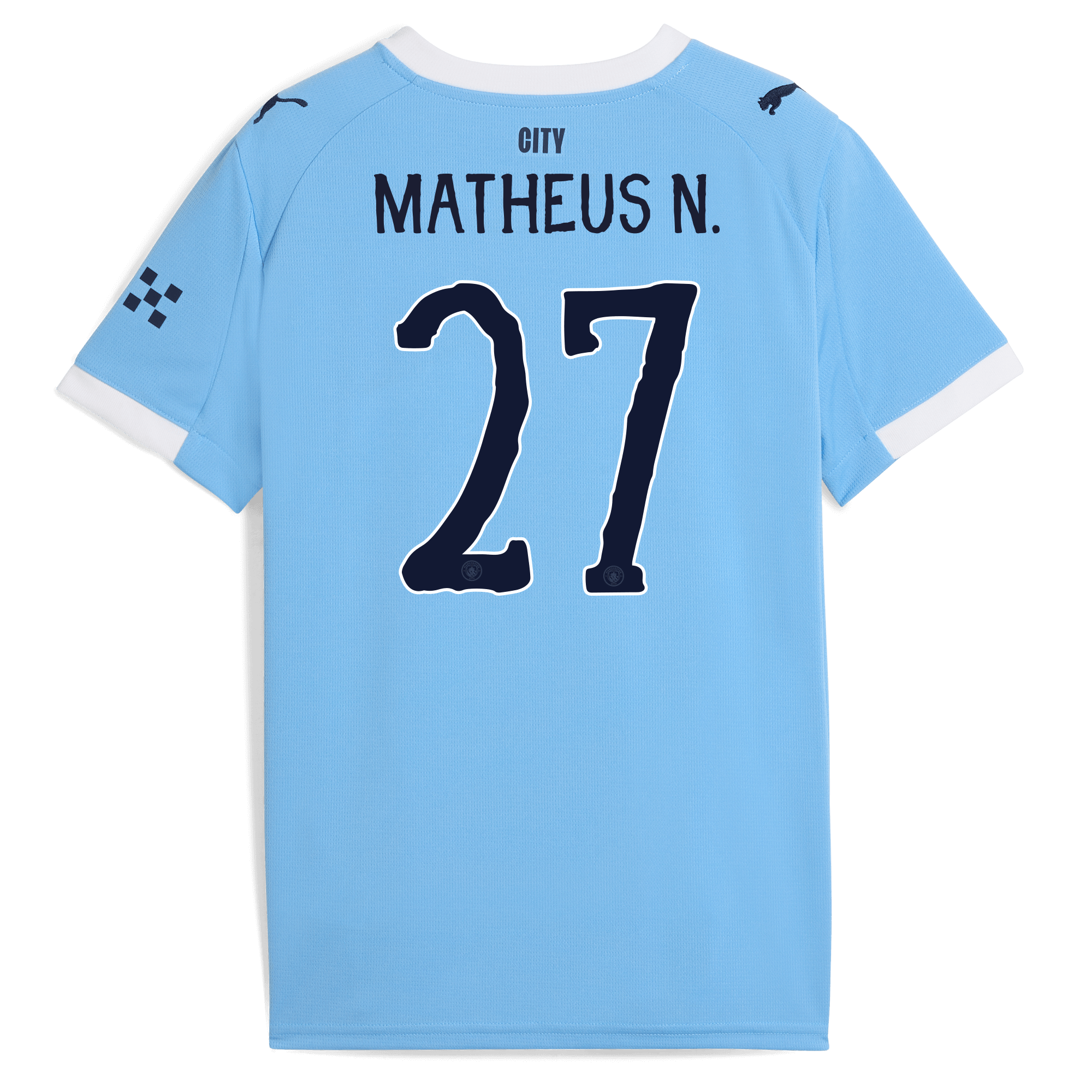 kids manchester city kidsuper home jersey 202526 with matheus n. 27 printing Manchester City Shirts | Official Team Gear