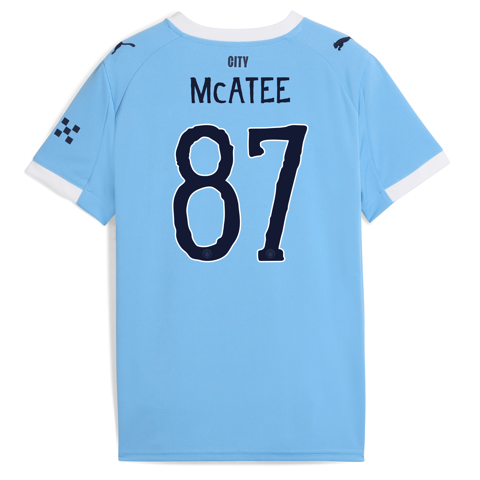 kids manchester city kidsuper home jersey 202526 with mcatee 87 printing Manchester City Shirts | Official Team Gear