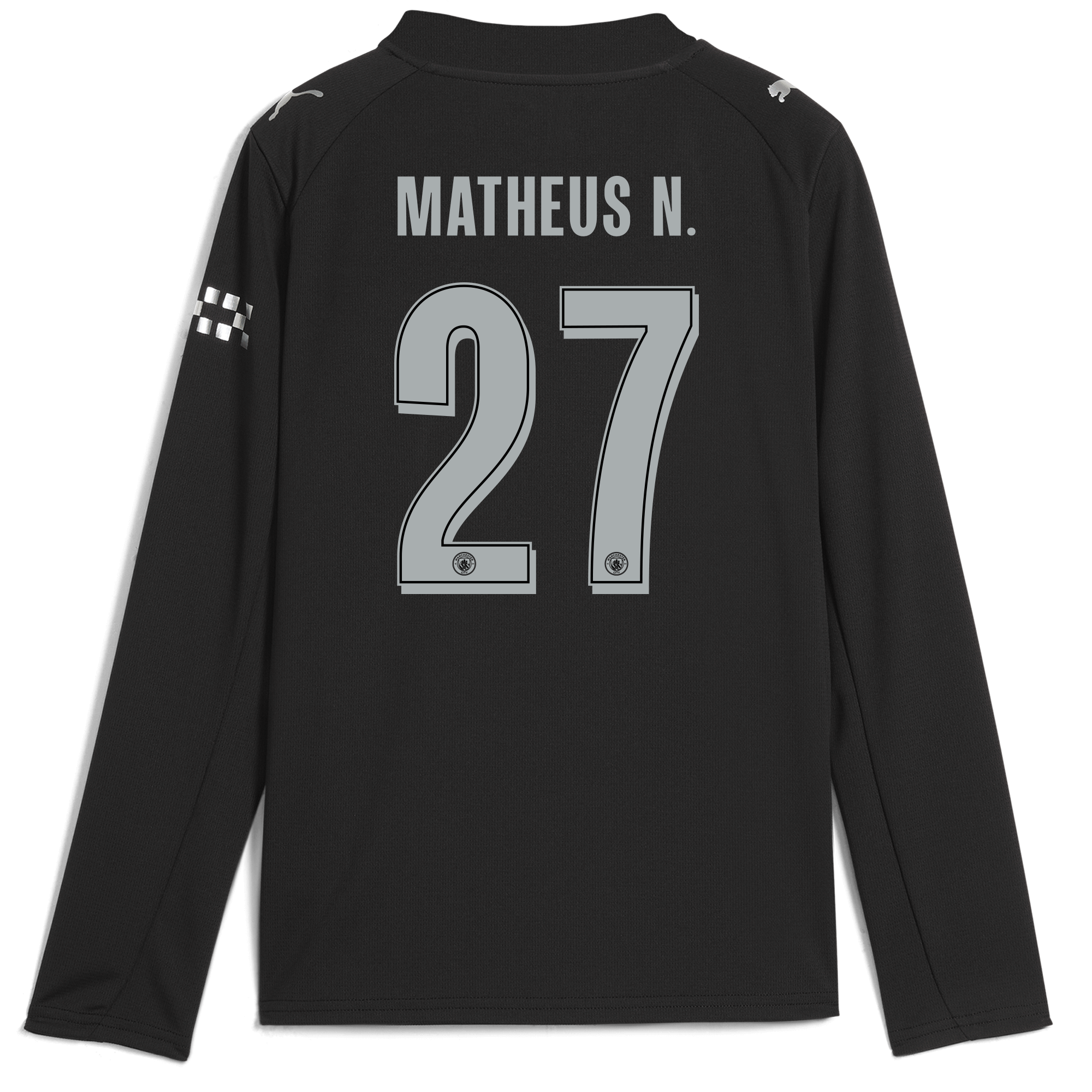 kids manchester city man city away jersey 202526 long sleeve with matheus n. 27 printing Manchester City Shirts | Official Team Gear