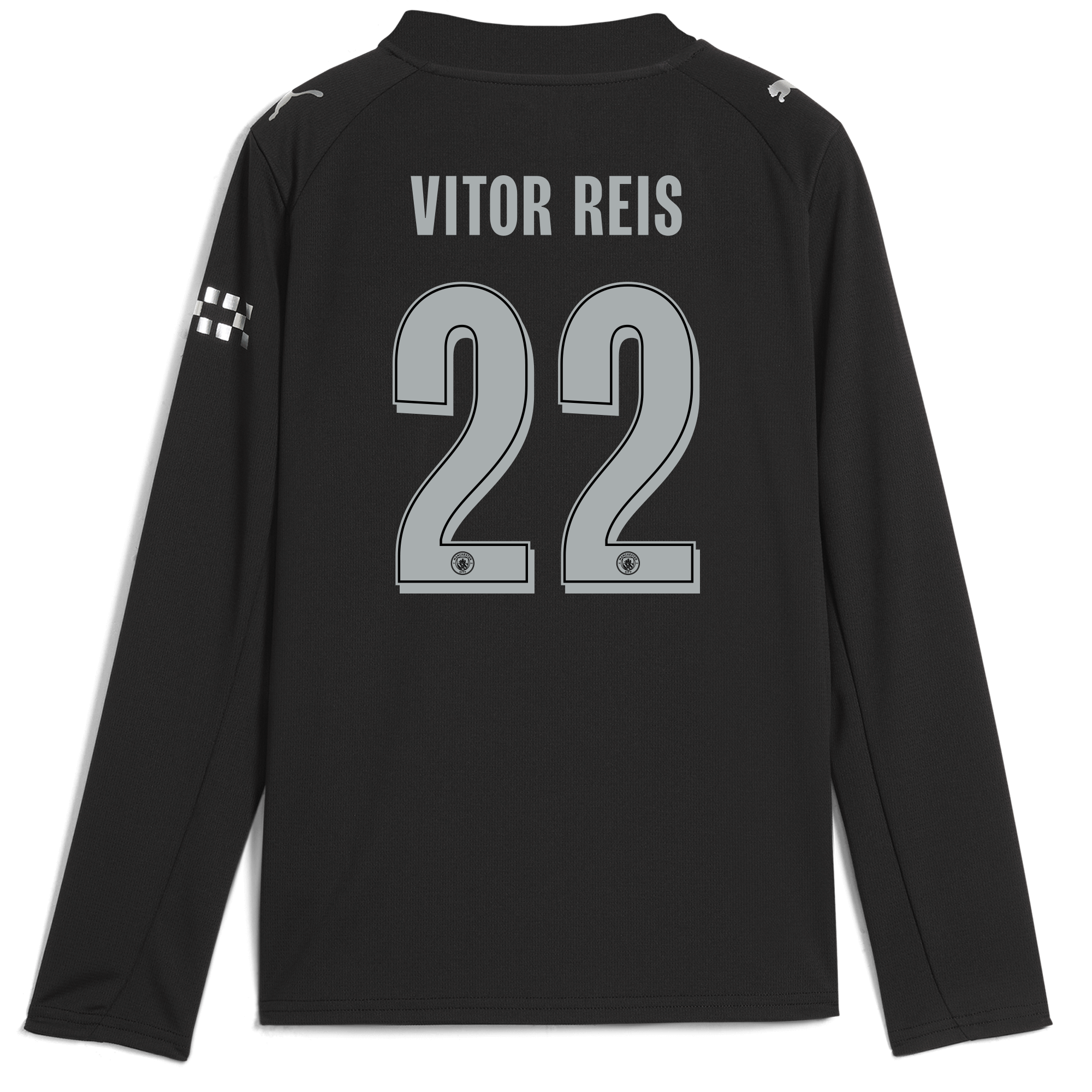 kids manchester city man city away jersey 202526 long sleeve with vitor reis 22 printing Manchester City Shirts | Official Team Gear