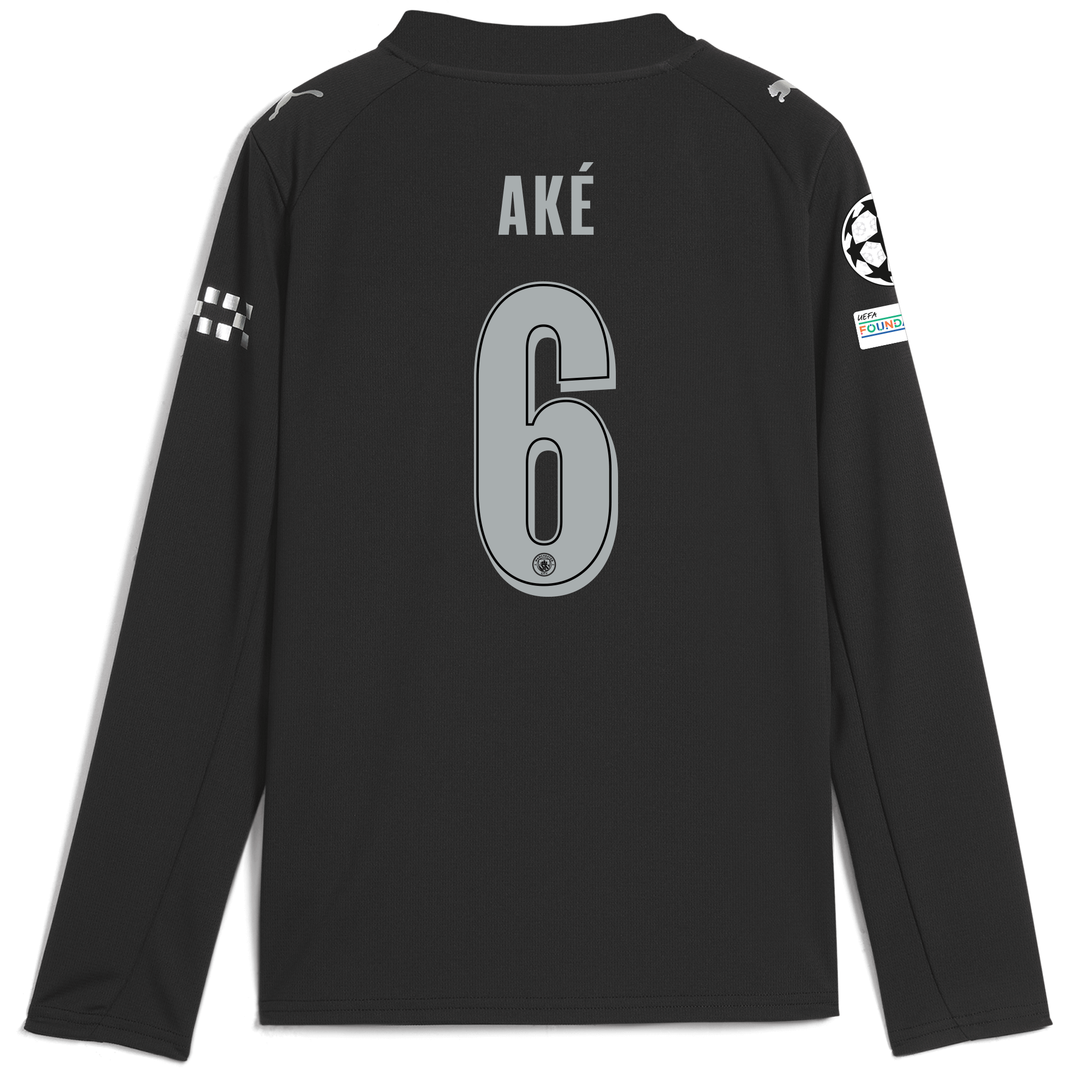 kids manchester city man city champions league away jersey 202526 long sleeve with akÉ 6 printing Manchester City Shirts | Official Team Gear
