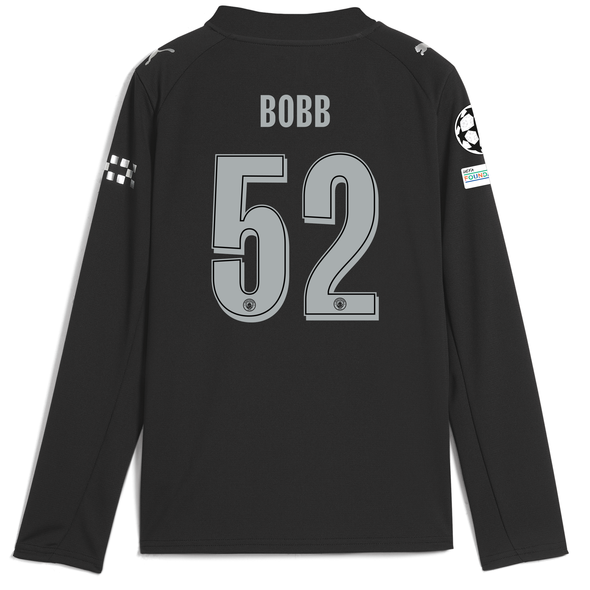 kids manchester city man city champions league away jersey 202526 long sleeve with bobb 52 printing Manchester City Shirts | Official Team Gear