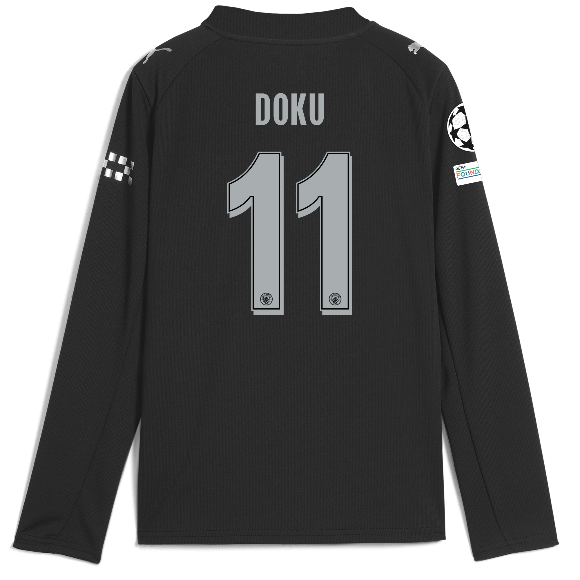 kids manchester city man city champions league away jersey 202526 long sleeve with doku 11 printing Manchester City Shirts | Official Team Gear
