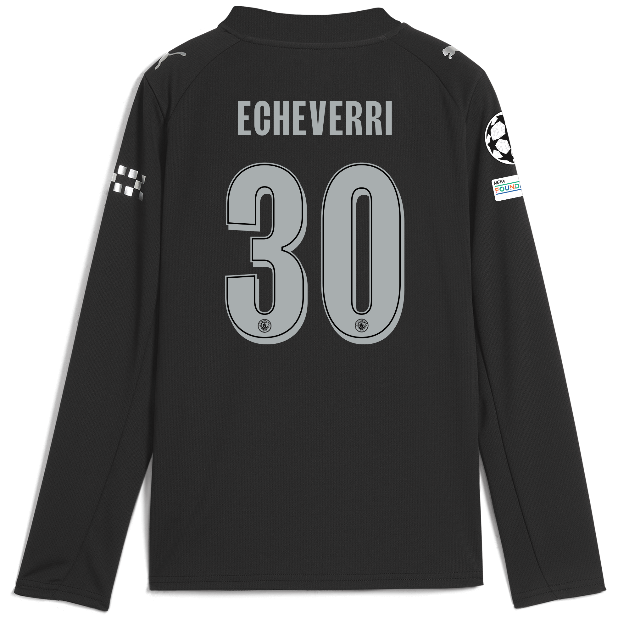 kids manchester city man city champions league away jersey 202526 long sleeve with echeverri 30 printing Manchester City Shirts | Official Team Gear