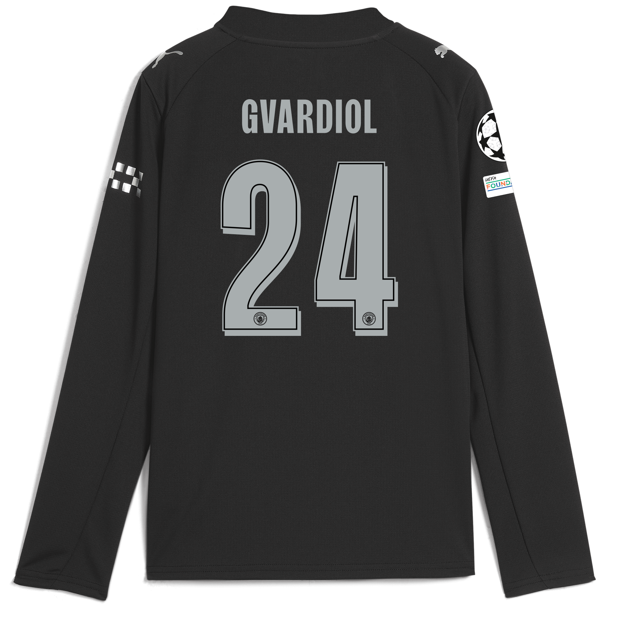 kids manchester city man city champions league away jersey 202526 long sleeve with gvardiol 24 printing Manchester City Shirts | Official Team Gear