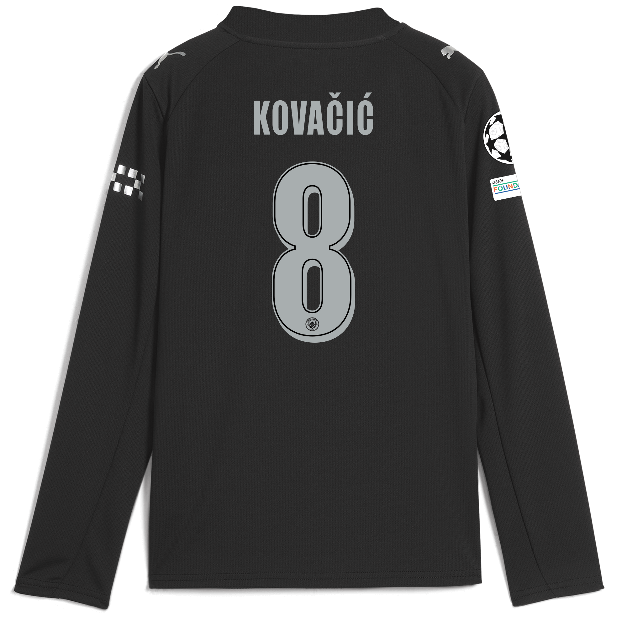 kids manchester city man city champions league away jersey 202526 long sleeve with kovaČiĆ 8 printing Manchester City Shirts | Official Team Gear