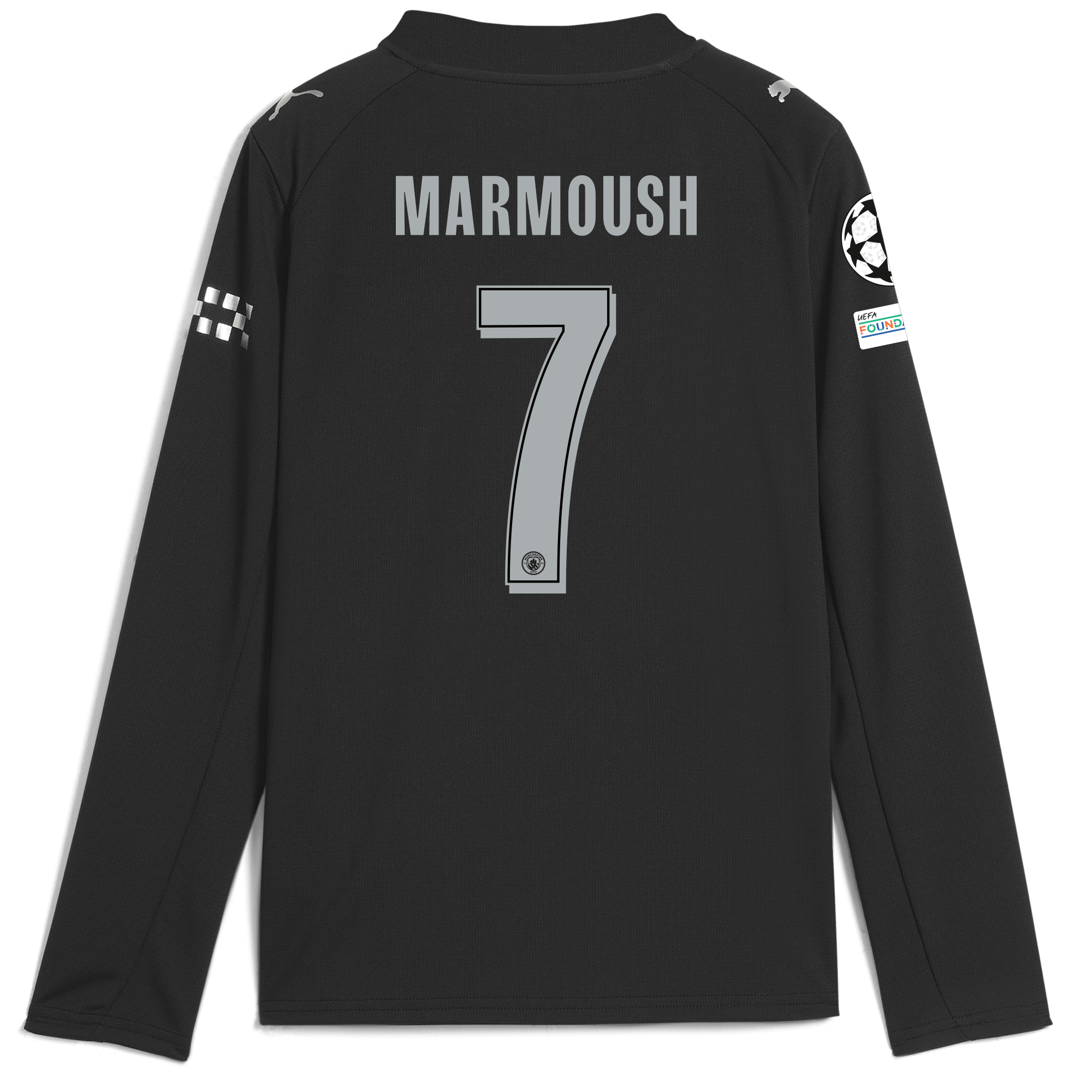 kids manchester city man city champions league away jersey 202526 long sleeve with marmoush 7 printing Manchester City Shirts | Official Team Gear