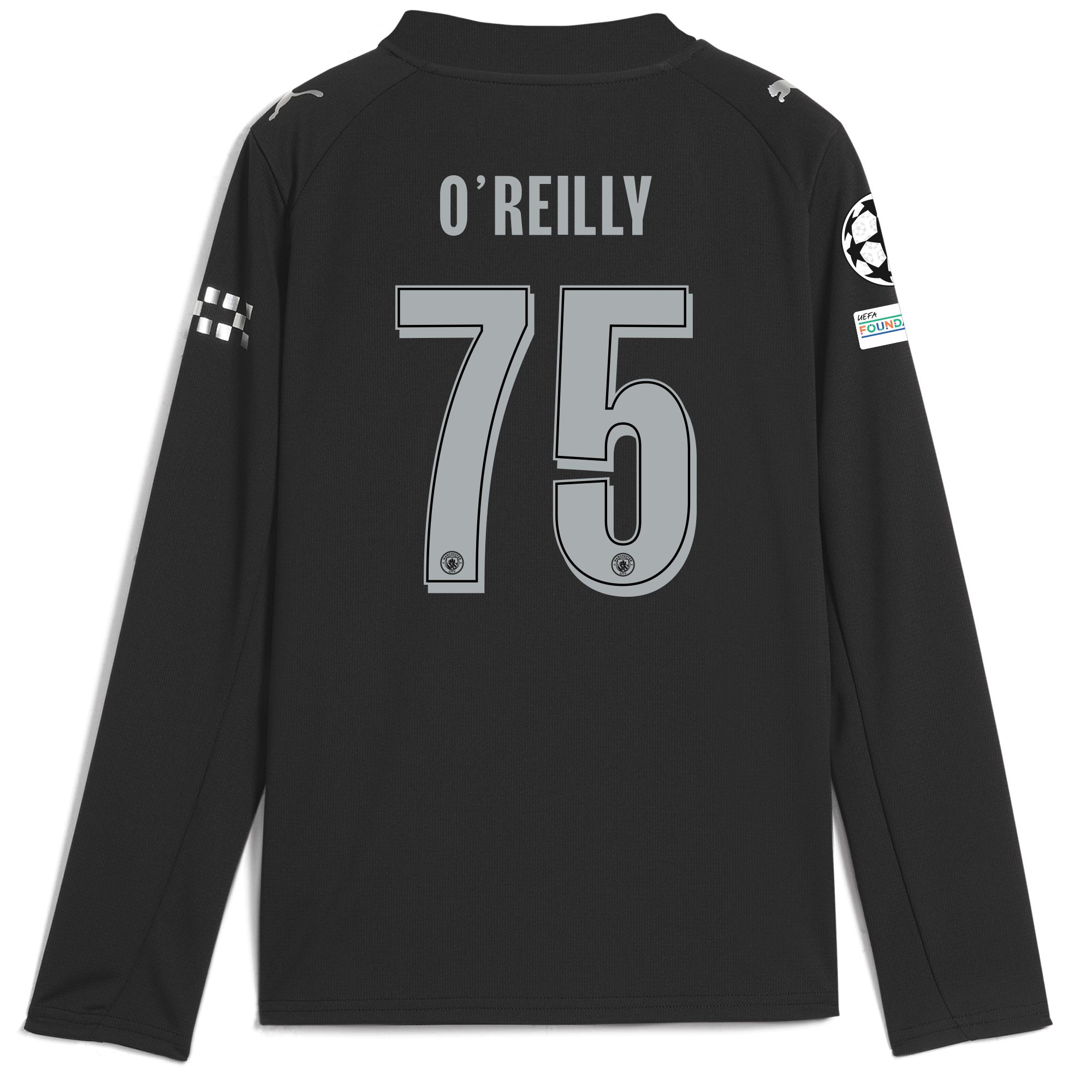 kids manchester city man city champions league away jersey 202526 long sleeve with oreilly 75 printing Manchester City Shirts | Official Team Gear