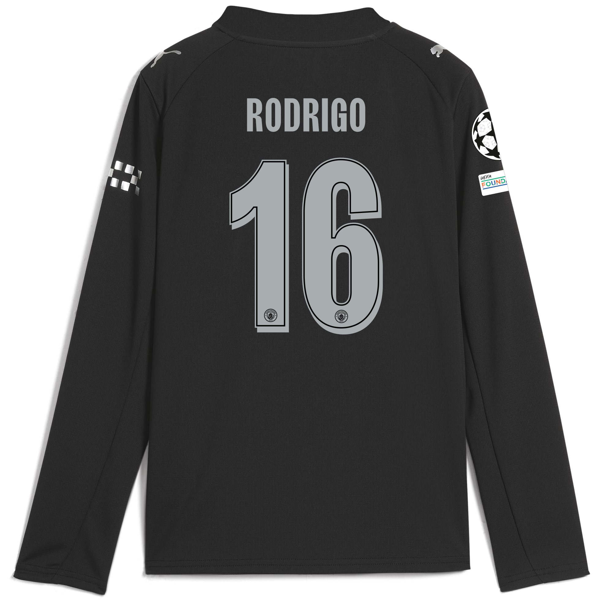 kids manchester city man city champions league away jersey 202526 long sleeve with rodrigo 16 printing Manchester City Shirts | Official Team Gear