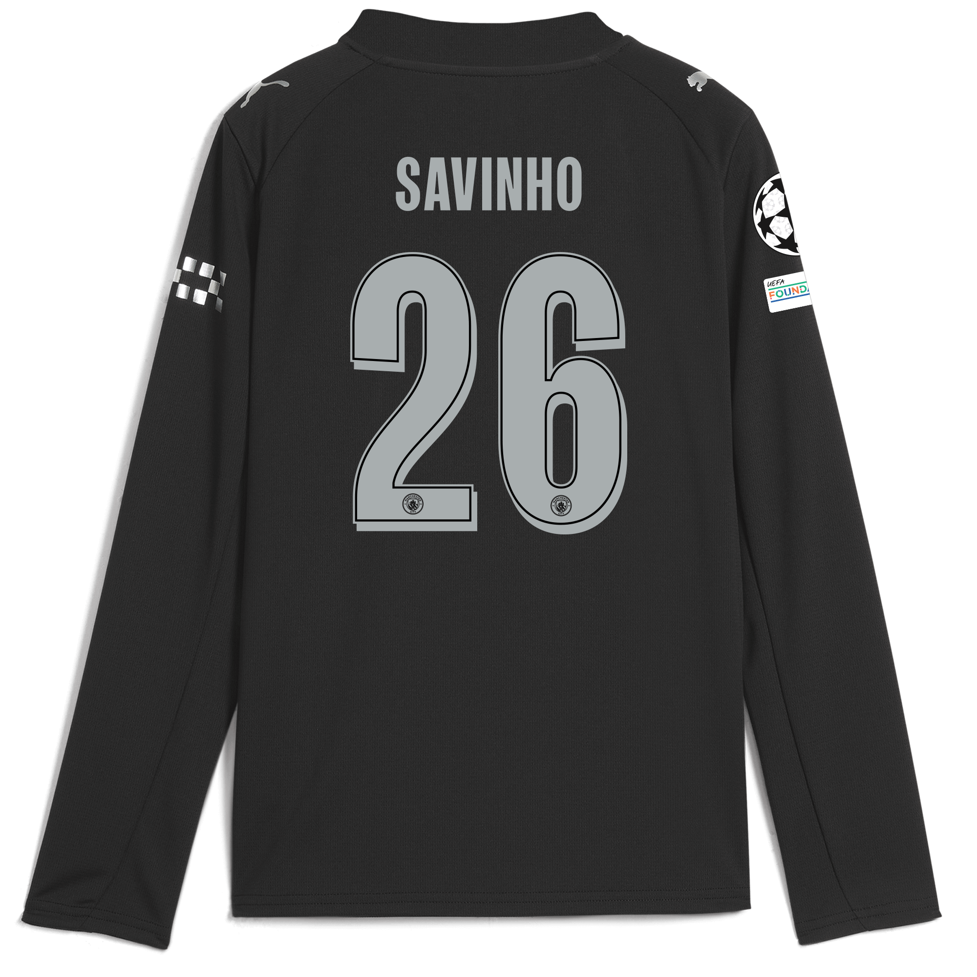 kids manchester city man city champions league away jersey 202526 long sleeve with savinho 26 printing Manchester City Shirts | Official Team Gear