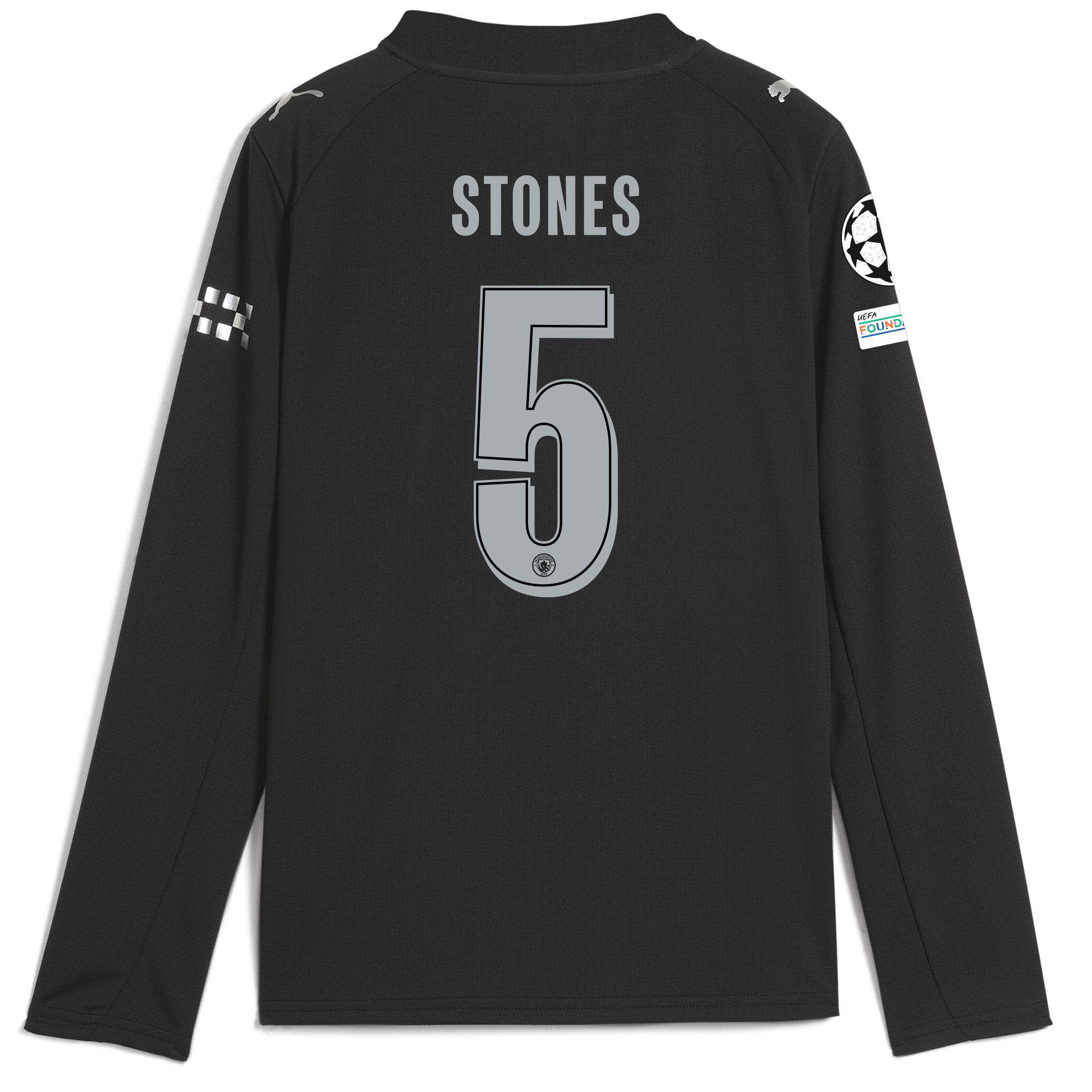 kids manchester city man city champions league away jersey 202526 long sleeve with stones 5 printing Manchester City Shirts | Official Team Gear