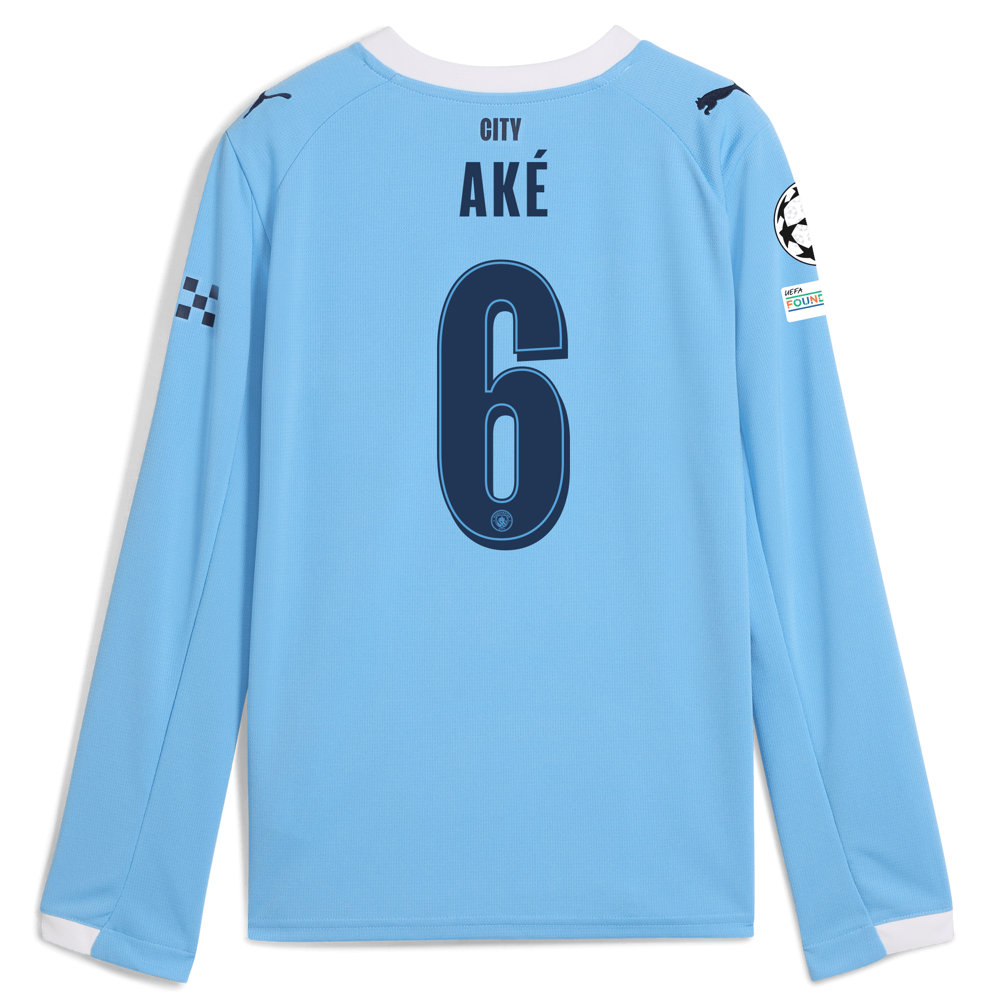 kids manchester city man city champions league home jersey 202526 long sleeve with akÉ 6 printing Manchester City Shirts | Official Team Gear