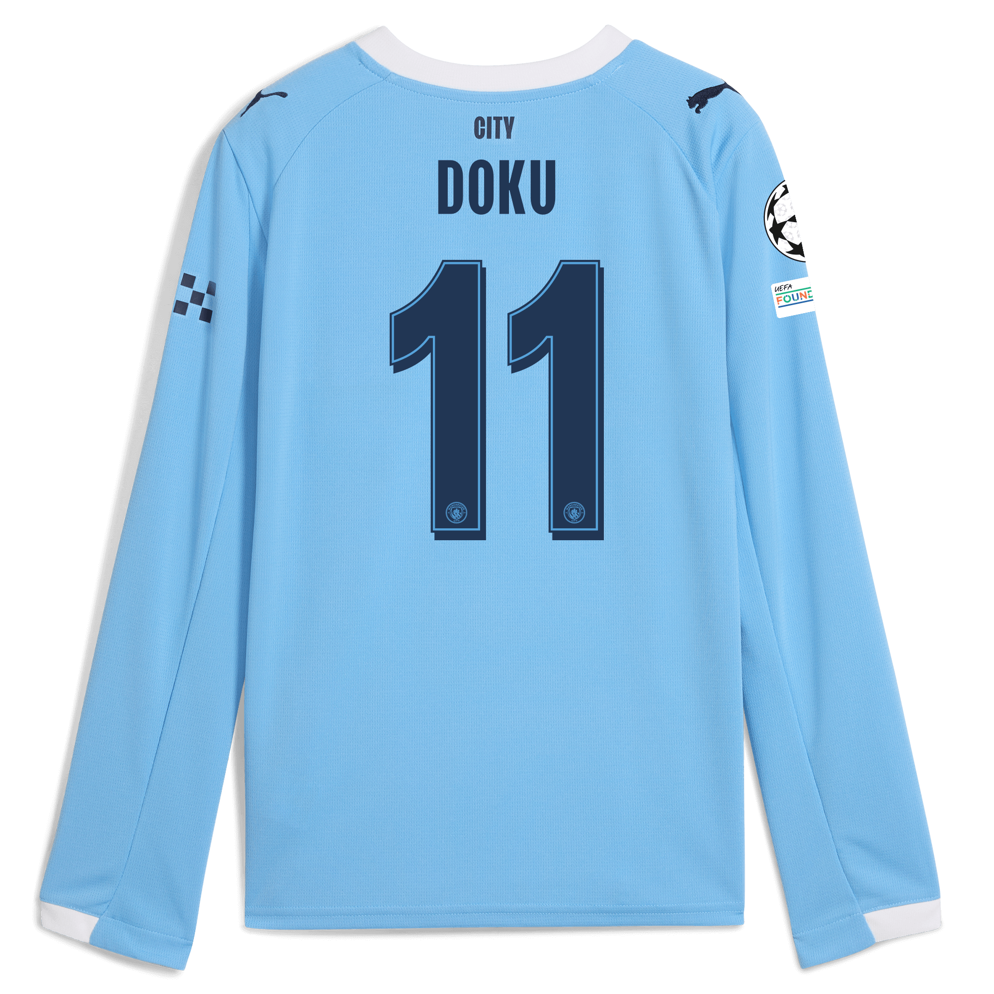 kids manchester city man city champions league home jersey 202526 long sleeve with doku 11 printing Manchester City Shirts | Official Team Gear