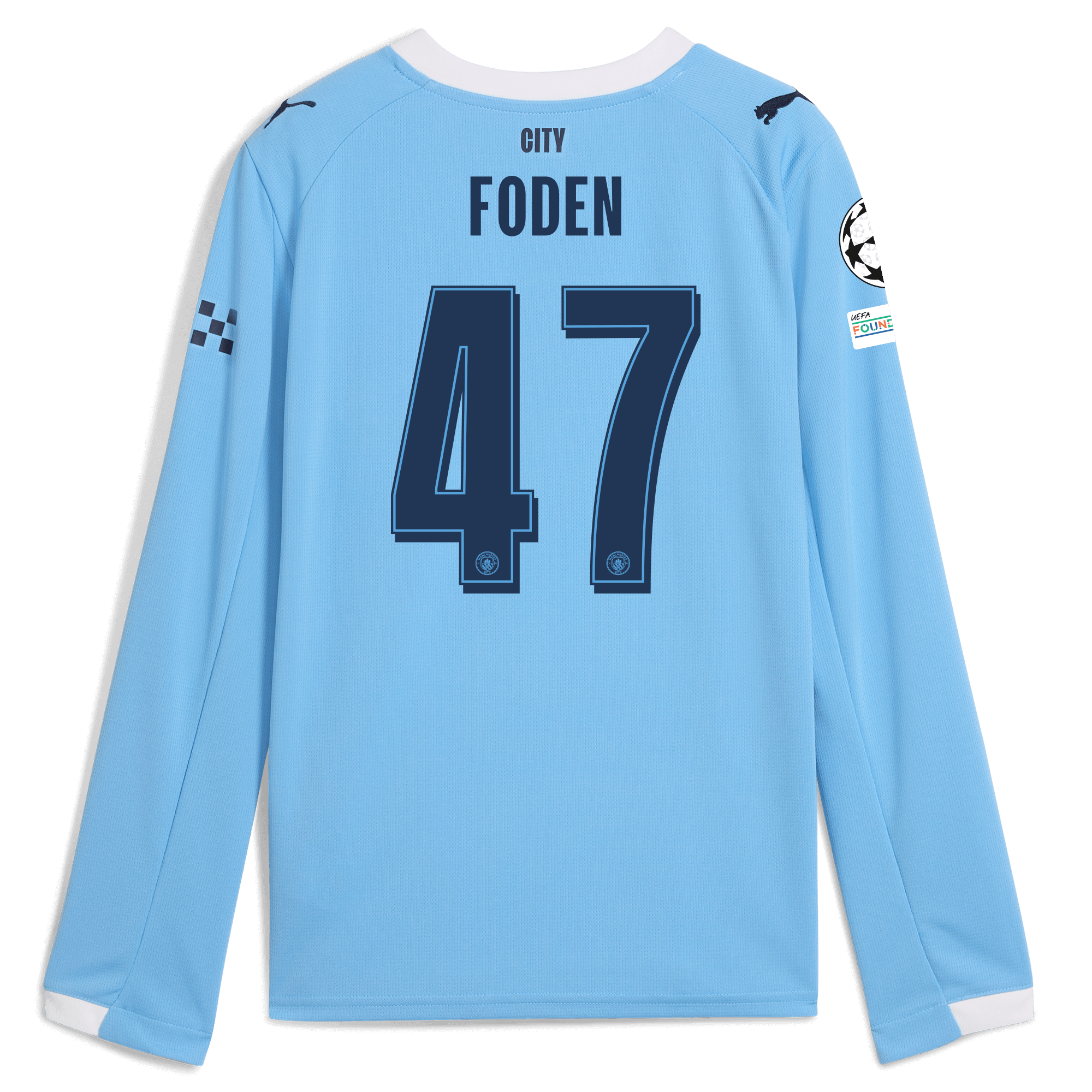 kids manchester city man city champions league home jersey 202526 long sleeve with foden 47 printing Manchester City Shirts | Official Team Gear