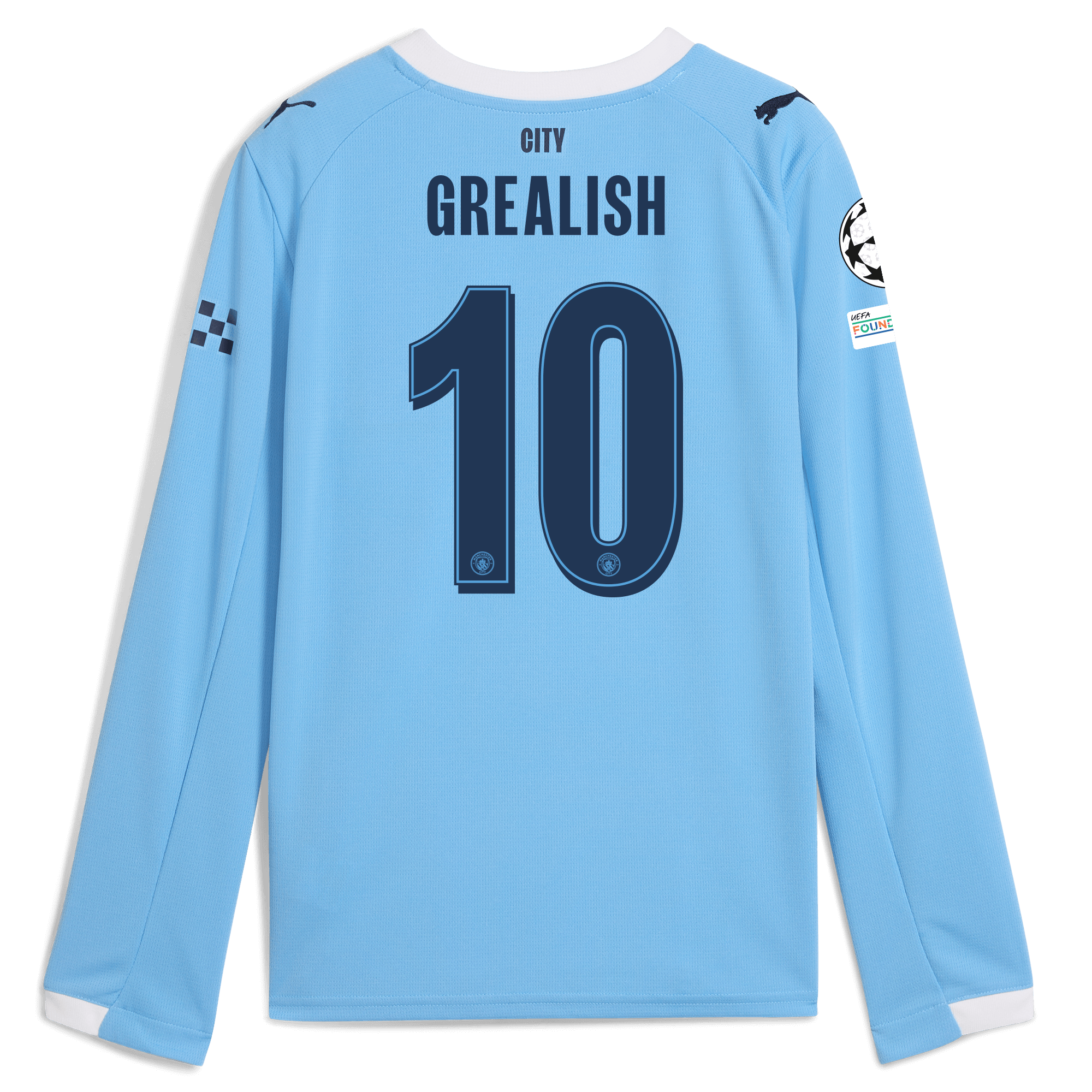 kids manchester city man city champions league home jersey 202526 long sleeve with grealish 10 printing Manchester City Shirts | Official Team Gear