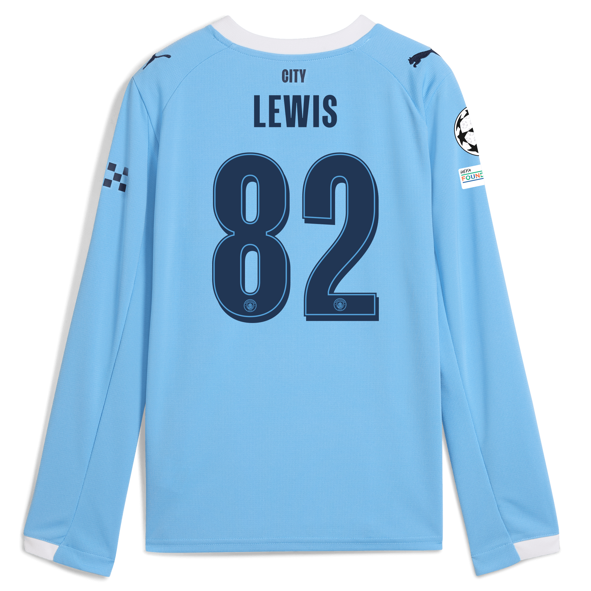 kids manchester city man city champions league home jersey 202526 long sleeve with lewis 82 printing Manchester City Shirts | Official Team Gear