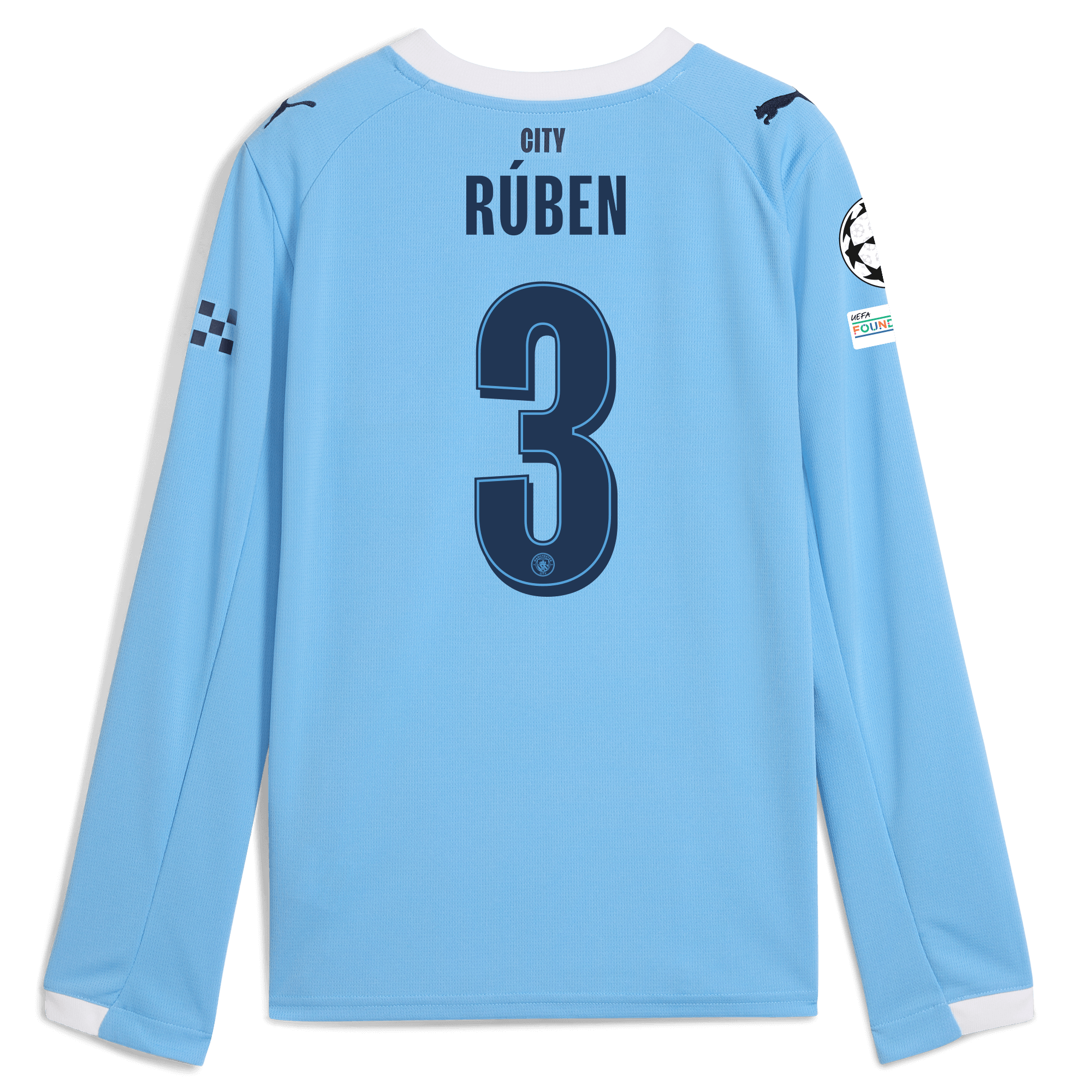 kids manchester city man city champions league home jersey 202526 long sleeve with rÚben 3 printing Manchester City Shirts | Official Team Gear