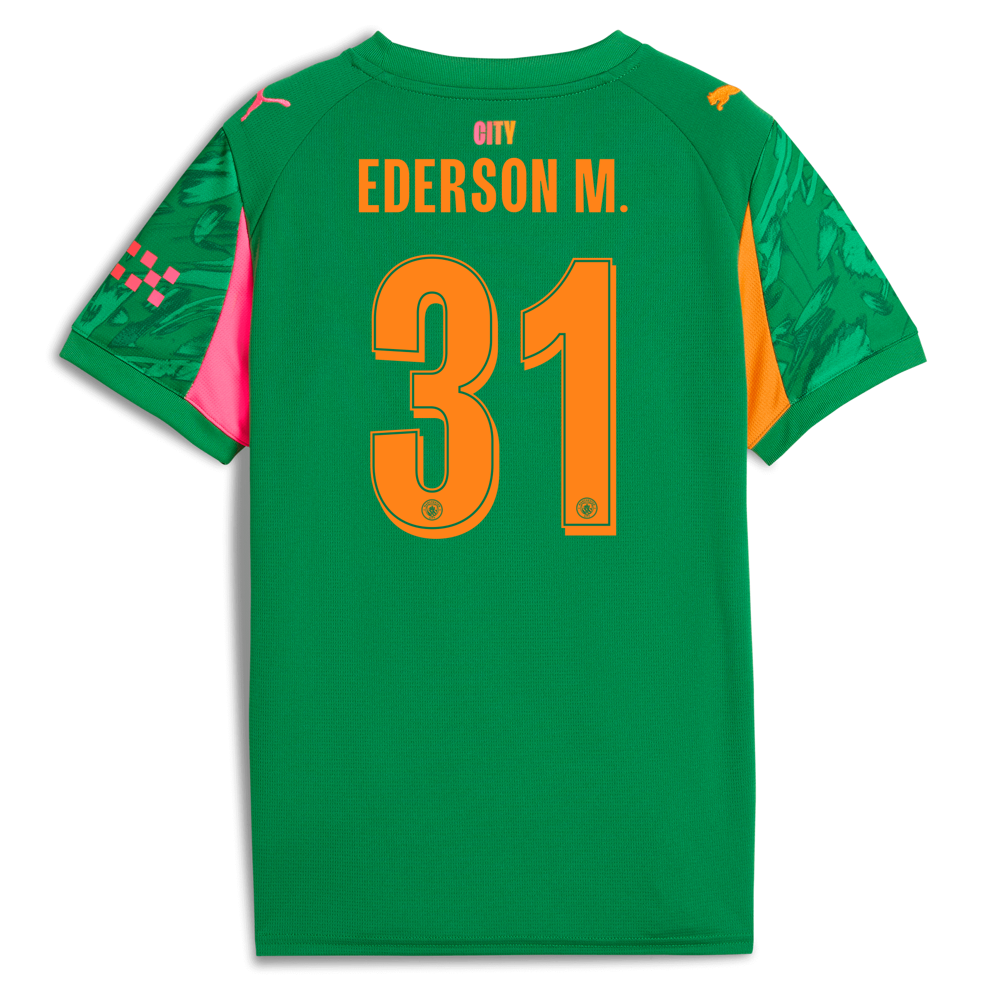 kids manchester city man city goalkeeper jersey green 202526 with ederson m. 31 printing Manchester City Shirts | Official Team Gear